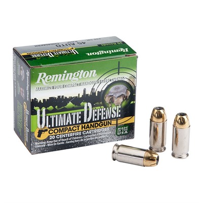 Remington Ultimate Defense Ammo 45 Acp 230gr Bjhp 45 Acp 230gr Brass Jacketed Hollow Point 20 Box