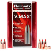 HORNADY - V-MAX® 22 CALIBER (0.224”) POLYMER TIP FLAT BASE RIFLE BULLETS HORNADY - V-MAX® 22 CALIBER (0.224”) POLYMER TIP FLAT BASE RIFLE BULLETS
