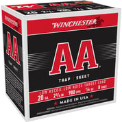 WINCHESTER - AA LOW RECOIL LOW NOISE 20 GAUGE 2-3/4" #8 SHOT SHOTGUN AMMO WINCHESTER - AA LOW RECOIL LOW NOISE 20 GAUGE 2-3/4" #8 SHOT SHOTGUN AMMO