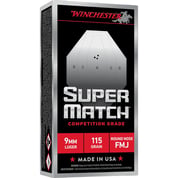WINCHESTER - SUPER MATCH® 9MM LUGER FMJ-ROUND NOSE HANDGUN AMMO