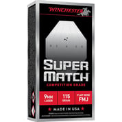 WINCHESTER - SUPER MATCH® 9MM LUGER FMJ-FLAT NOSE HANDGUN AMMO