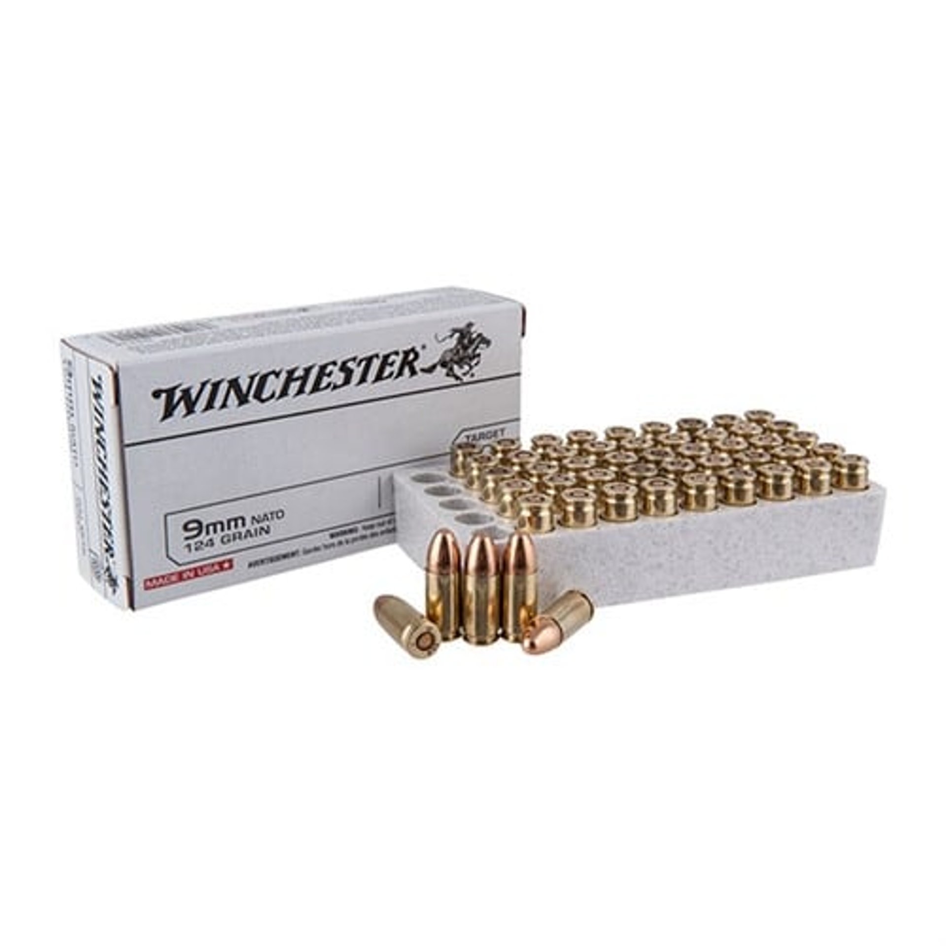 USA White Box 9mm NATO 124gr FMJ 50/Box