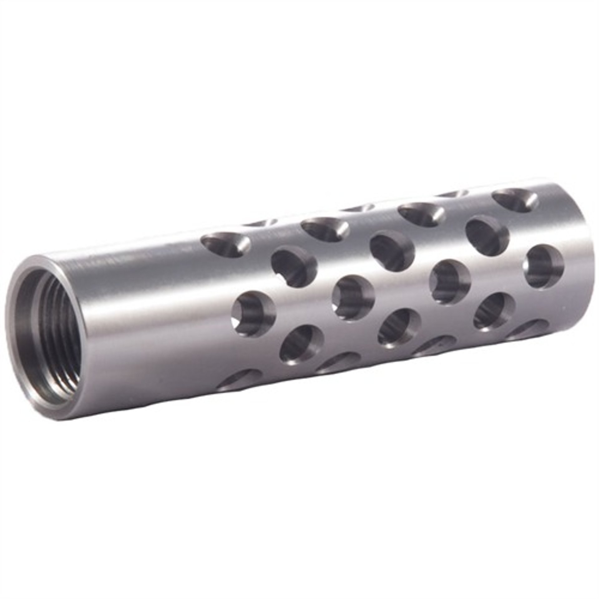 9/16x24 TPI Muzzle Brake Compensator For .40 Cal Handgun | Anodized Silver Finish