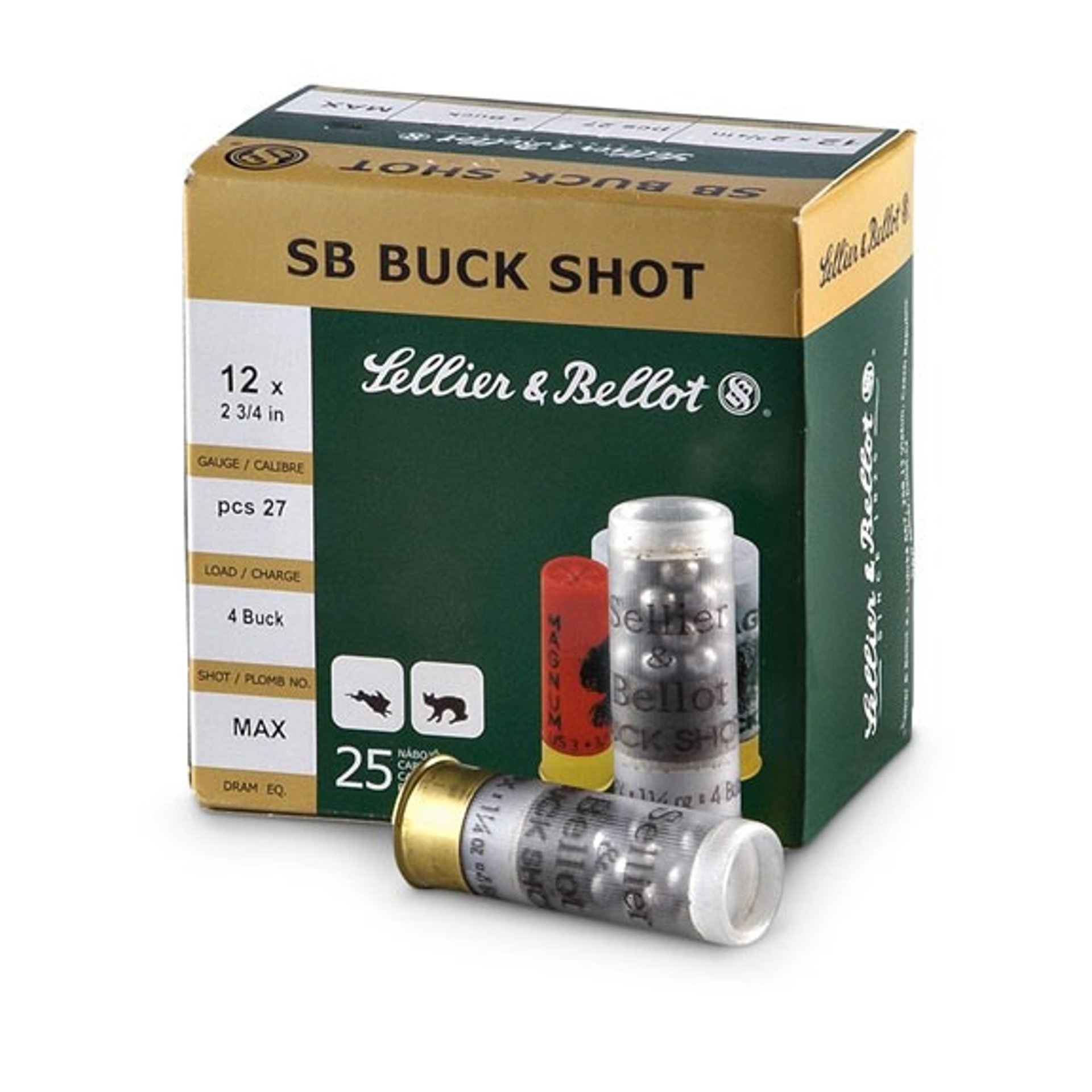 Buck Shot 12 Gauge 2-3/4" 1-1/4oz #00 Shot 25/Box