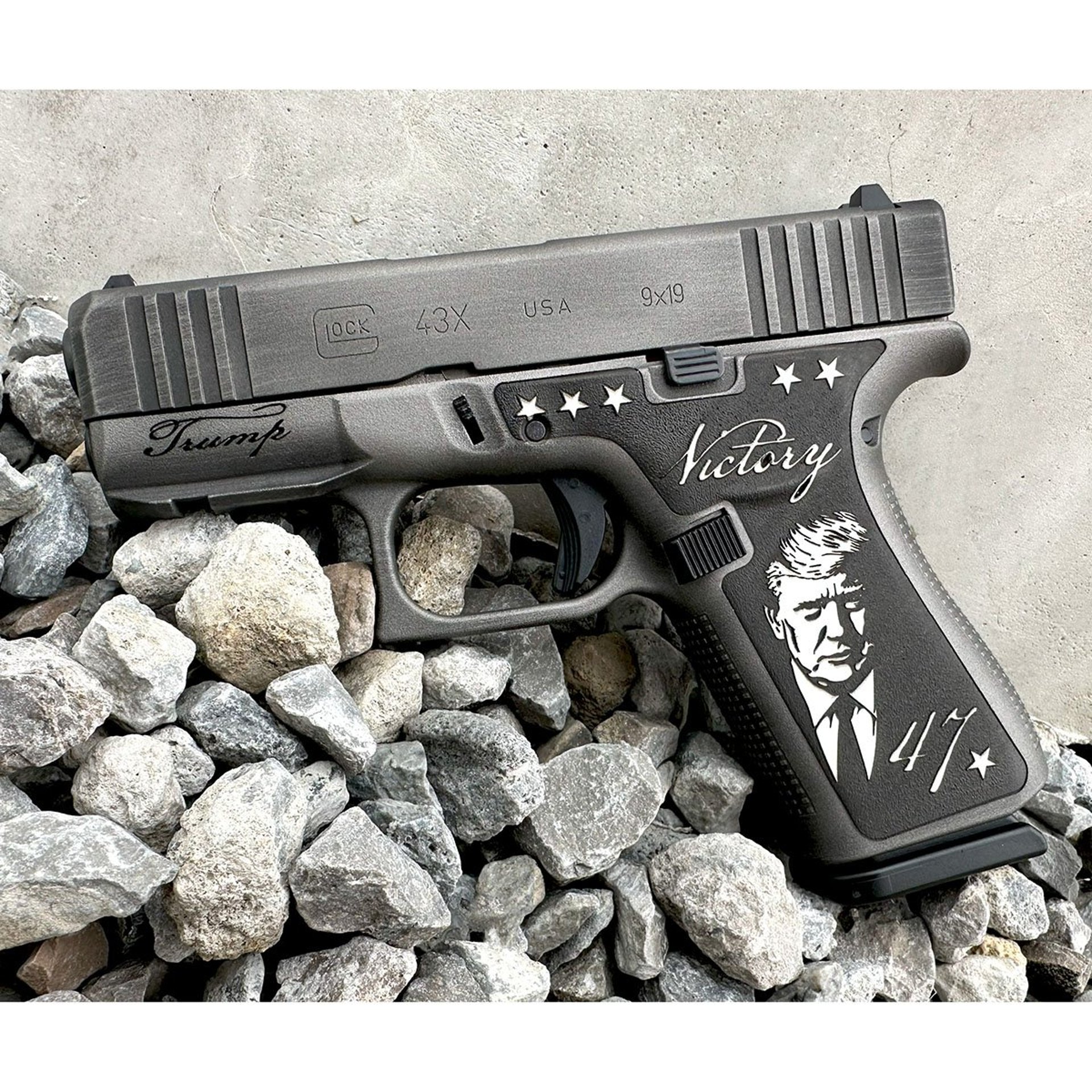 Glock 43X 9mm Luger 3.41" BBL (2)10RD Trump Victory White