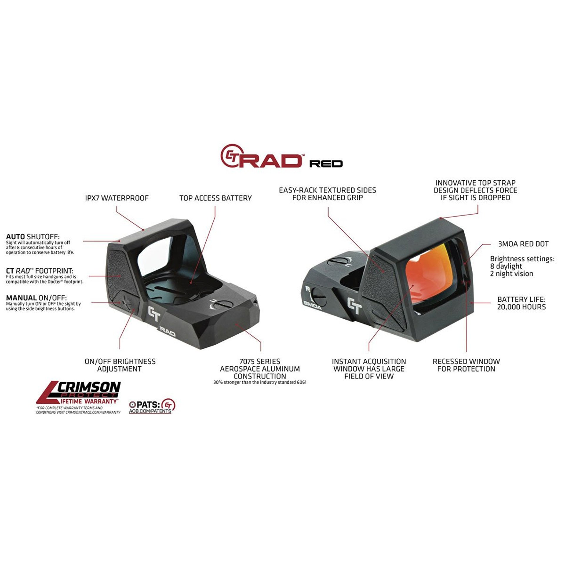 CT RAD Rapid Aiming Dot 3 MOA Red Dot Reticle Black