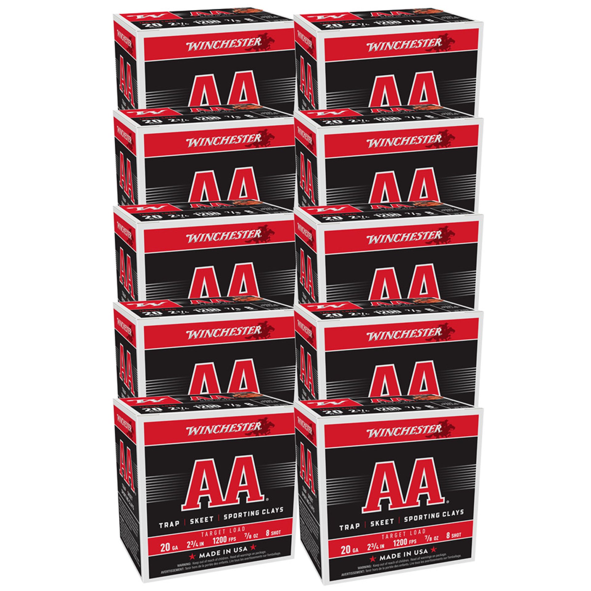 AA 20 Gauge 2-3/4" 7/8oz #8 Shot 250/Case