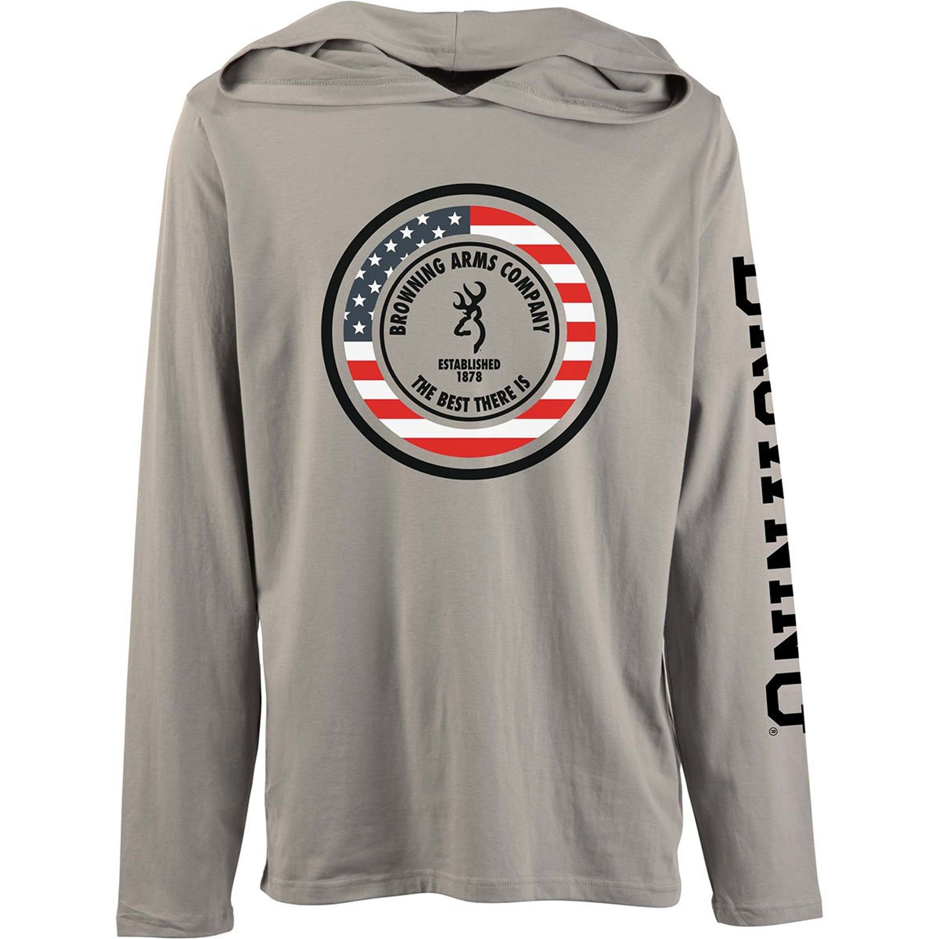 Browning Patriotic Taylor Hooded Tee Silver Fox XX-Large
