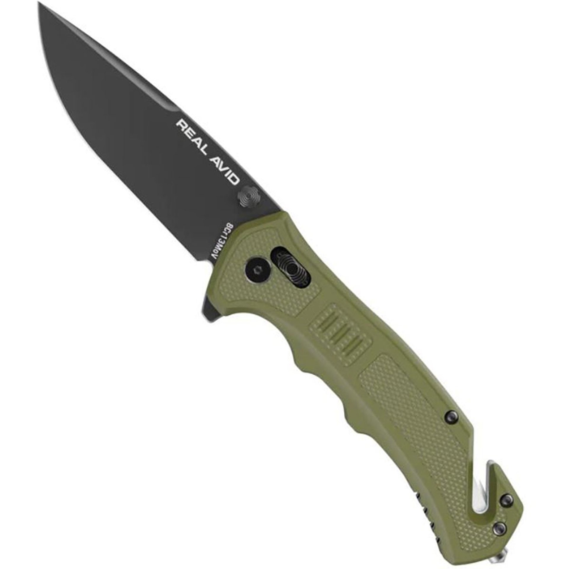 RAV-4 Drop Point Folding Carry Knife w/Strap Cutter ODG