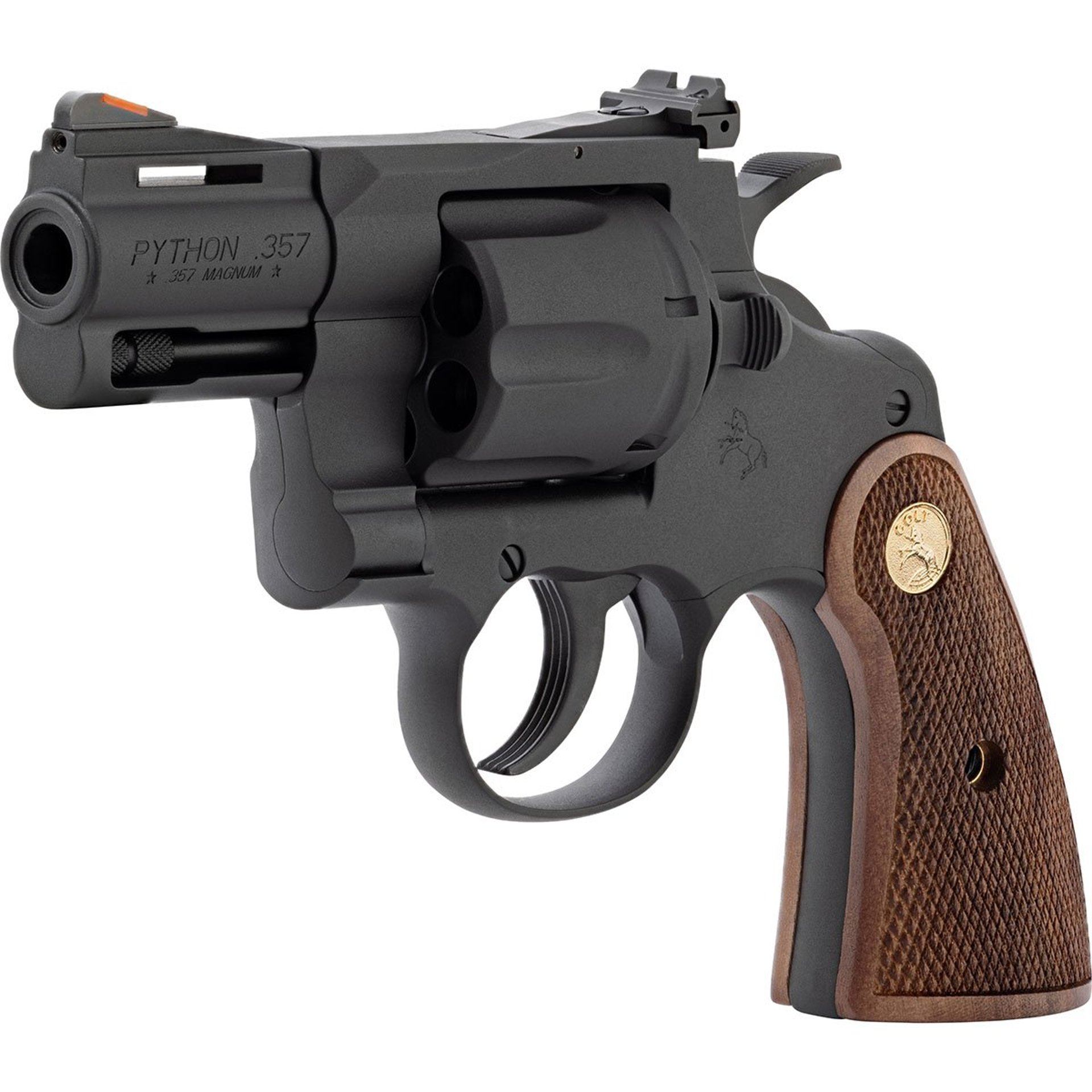 Python 357 Magnum 2.5" BBL 6RD Walnut Grip Matte Blued
