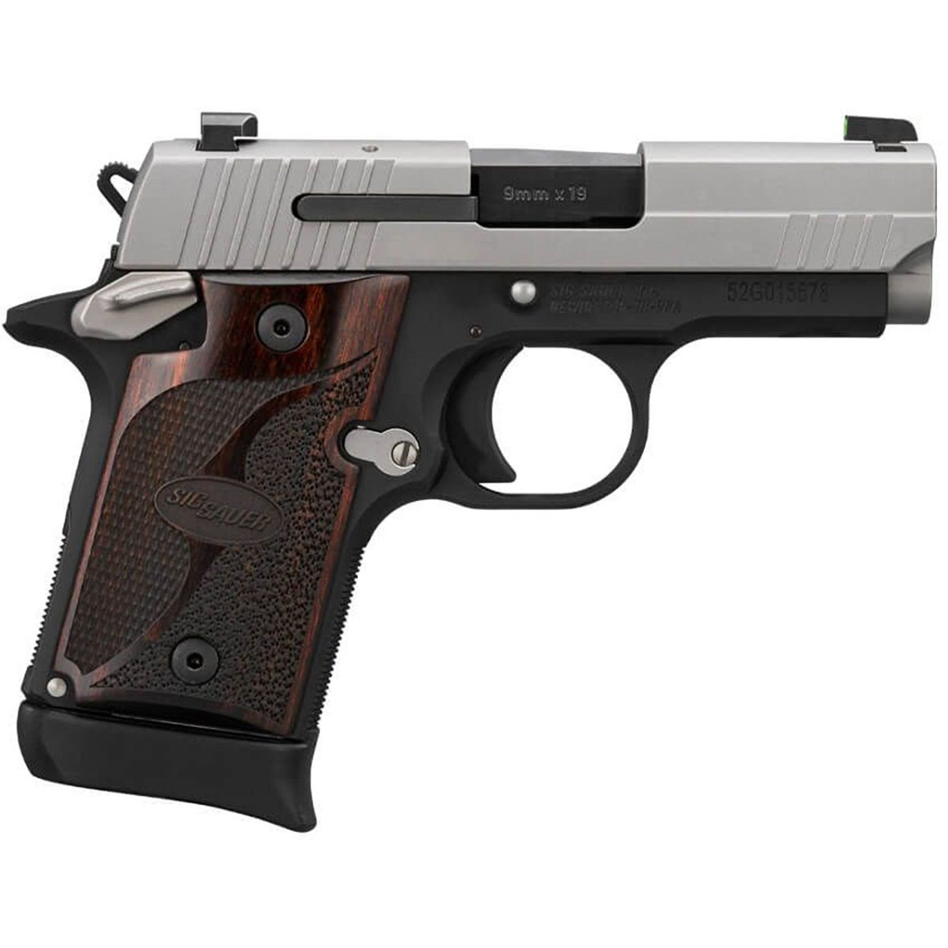 P938 Micro 9mm Luger 3" BBL (1)6RD(1)7RD Rosewd Grips 2-Tone