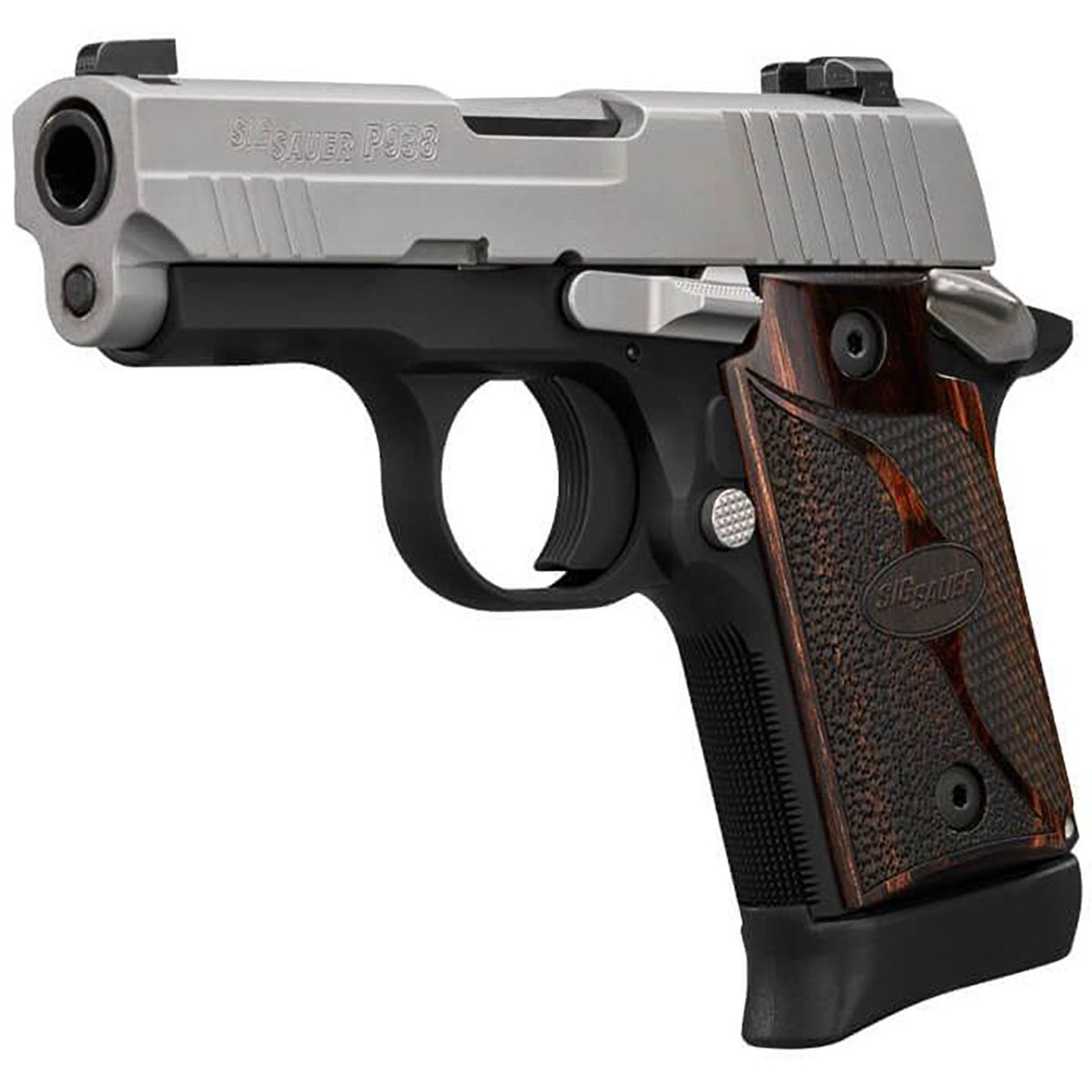 P938 Micro 9mm Luger 3" BBL (1)6RD(1)7RD Rosewd Grips 2-Tone