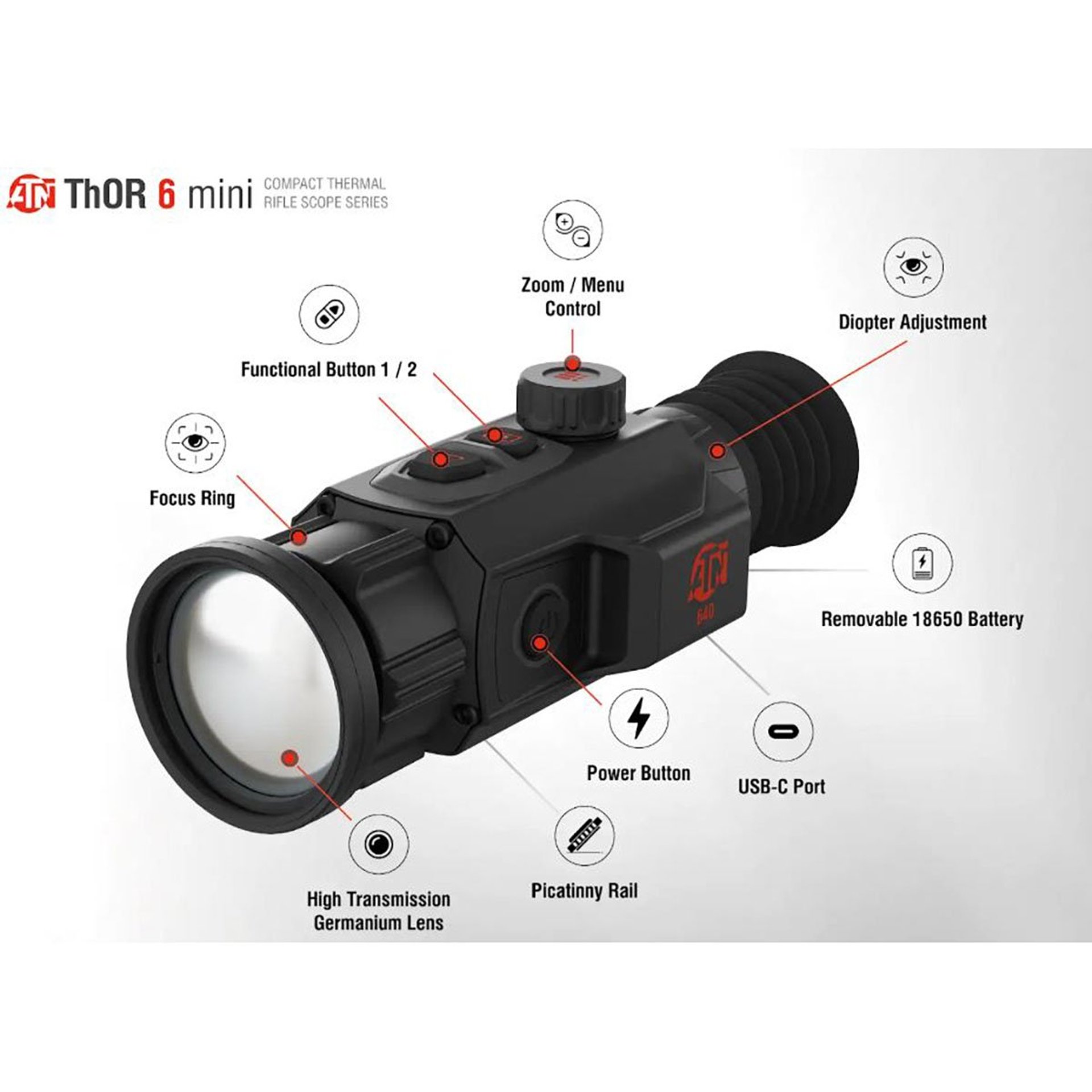 ThOR 6 Mini 2-16x 640X512 Res Compact Thermal Rifle Scope