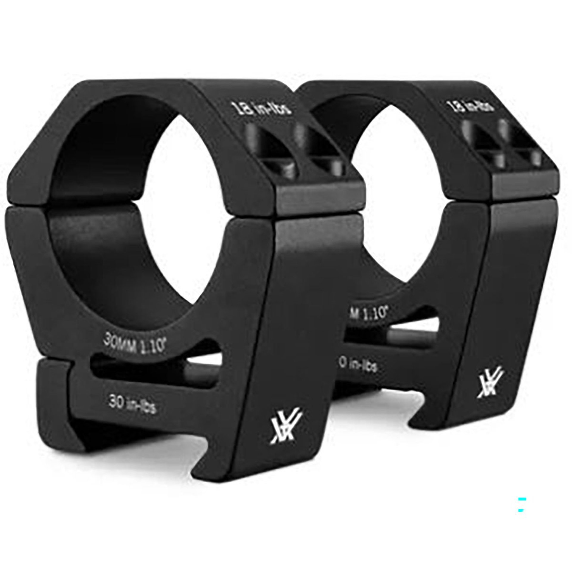 Sport Riflescope Rings 30mm High 1.1" Elevation Black 2-Pc