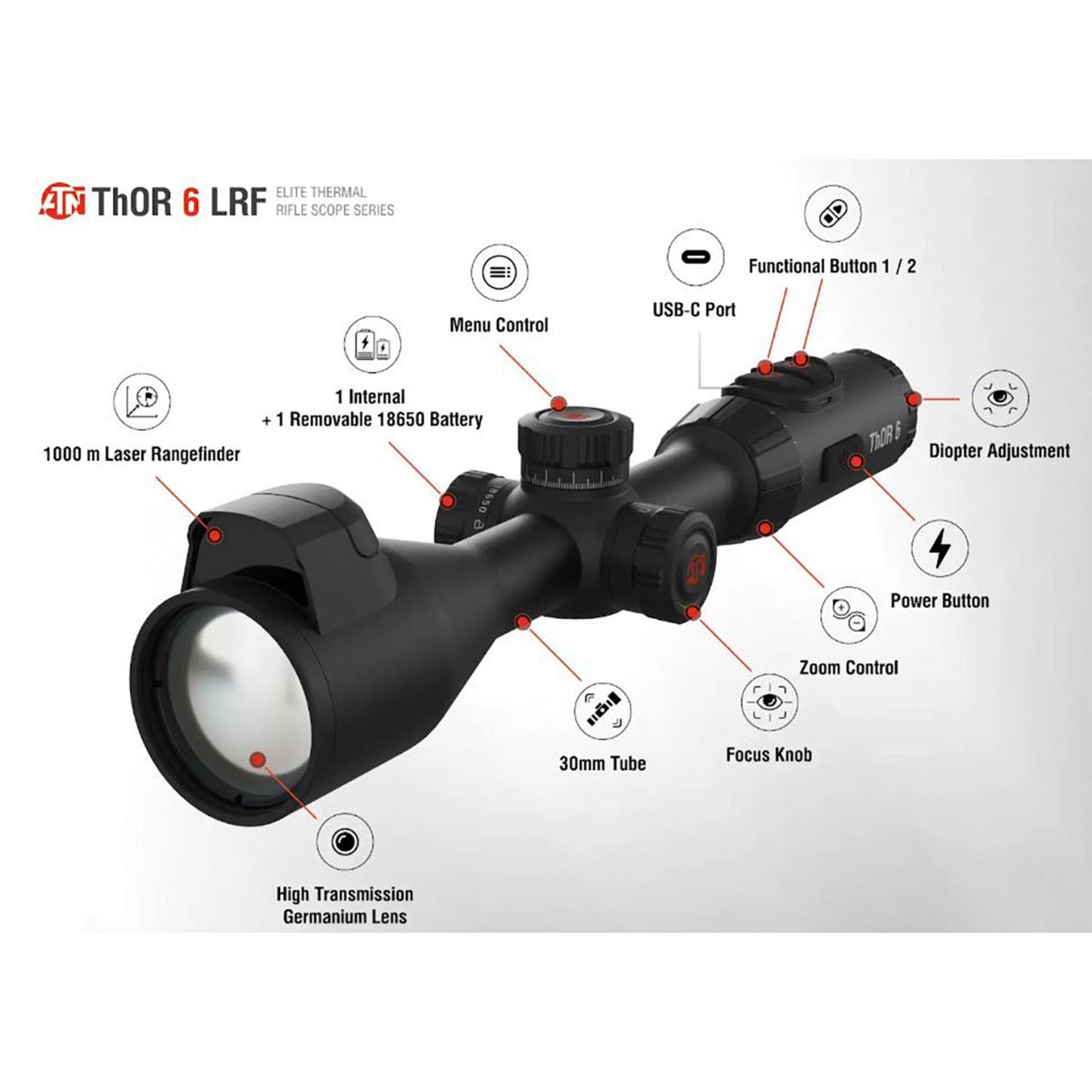 Elite 2-16x 640X512 Res Thermal Rifle Scope w/Laser