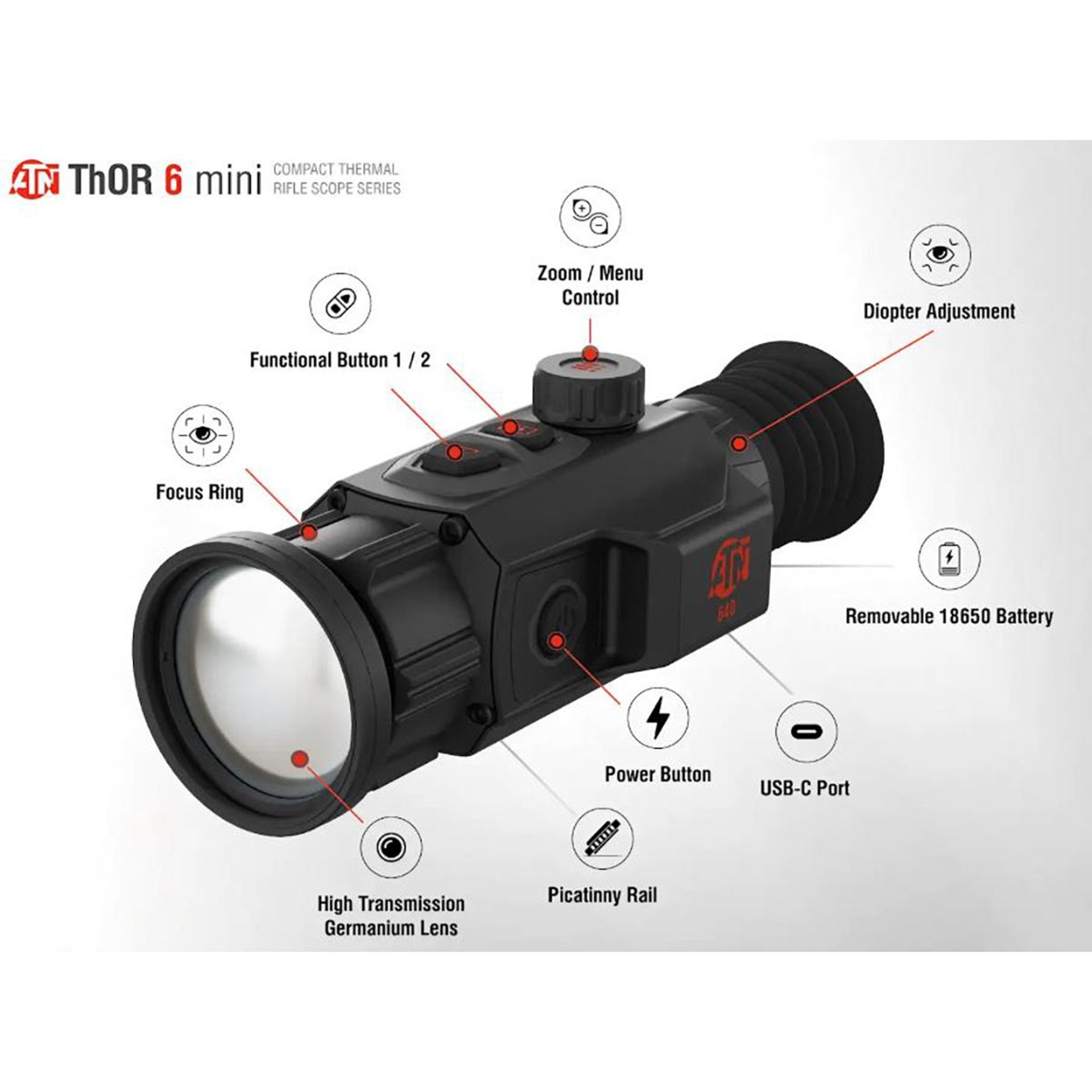 ThOR 6 Mini 3.5-28x 256×192 Res Compact Thermal Rifle Scope