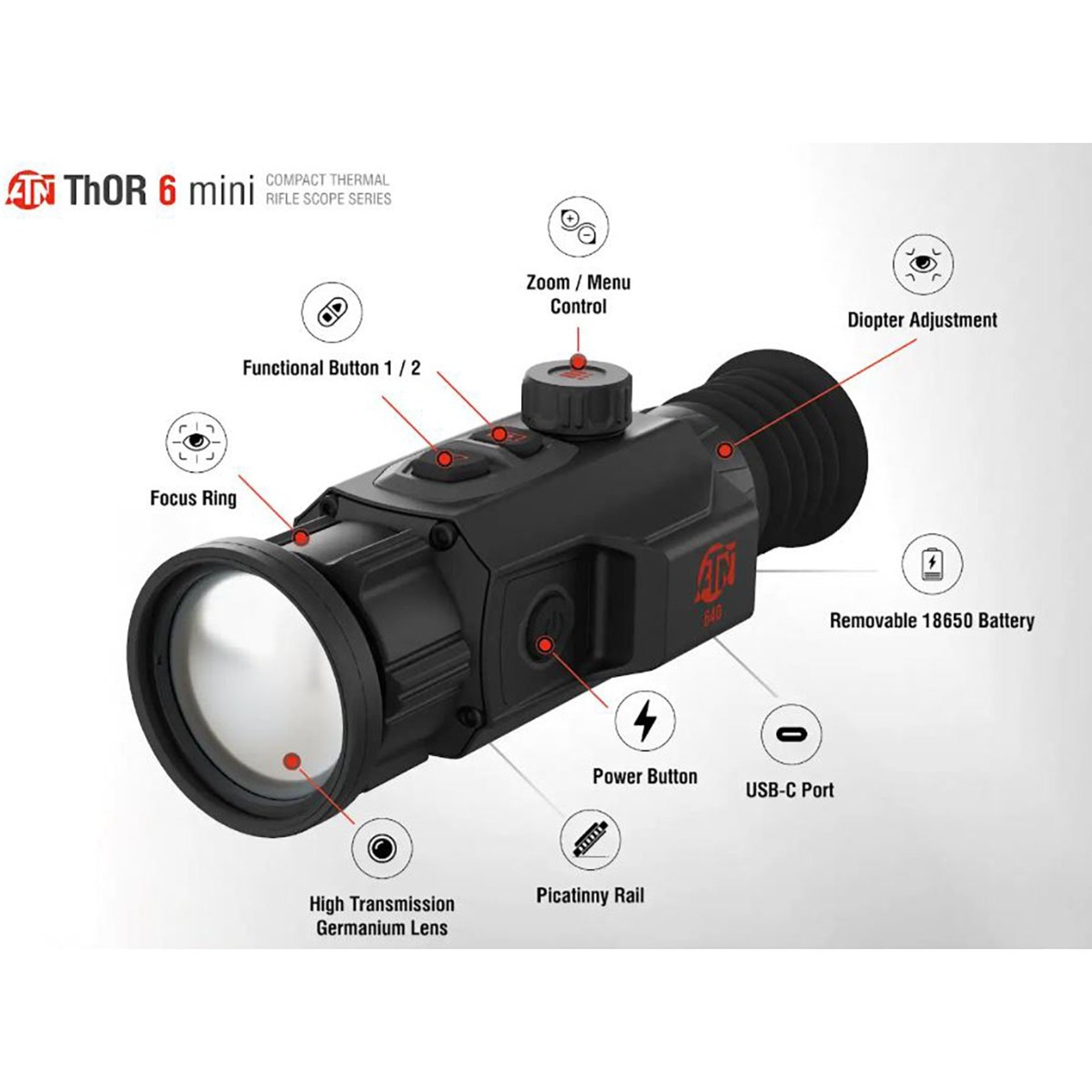 ThOR 6 Mini 3-24x 640X512 Res Compact Thermal Rifle Scope