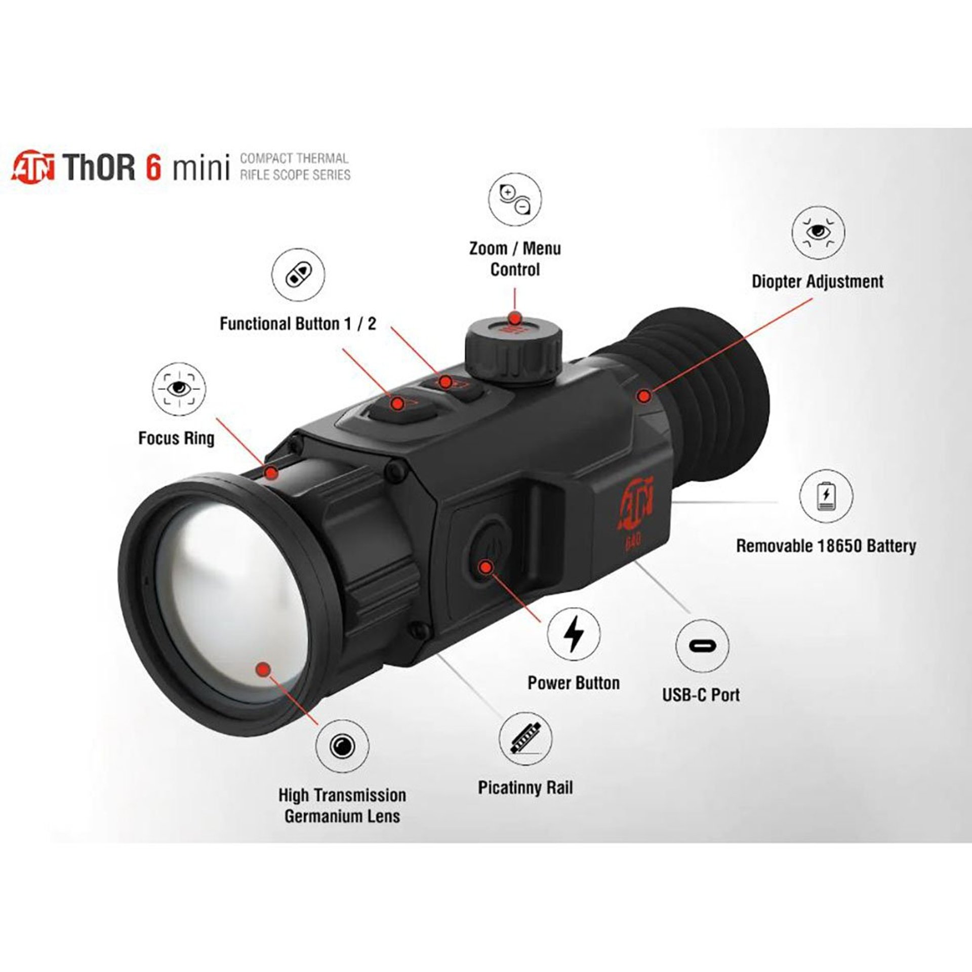ThOR 6 Mini 2-16x 256×192 Res Compact Thermal Rifle Scope