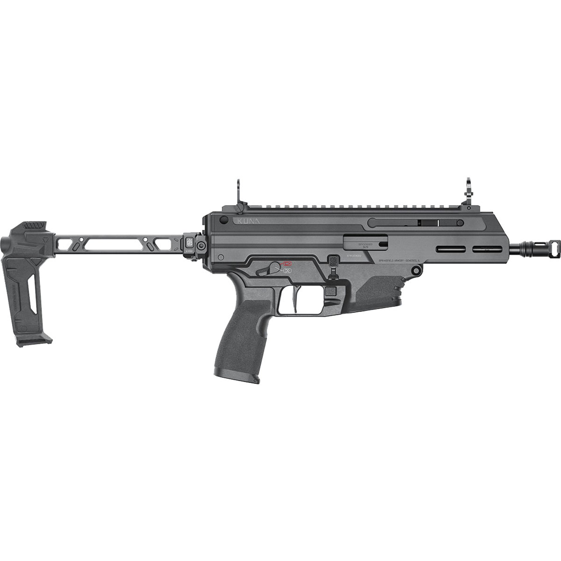 Kuna 9mm Luger 6.125" BBL (2)10RD Mags W/Folding Brace Black