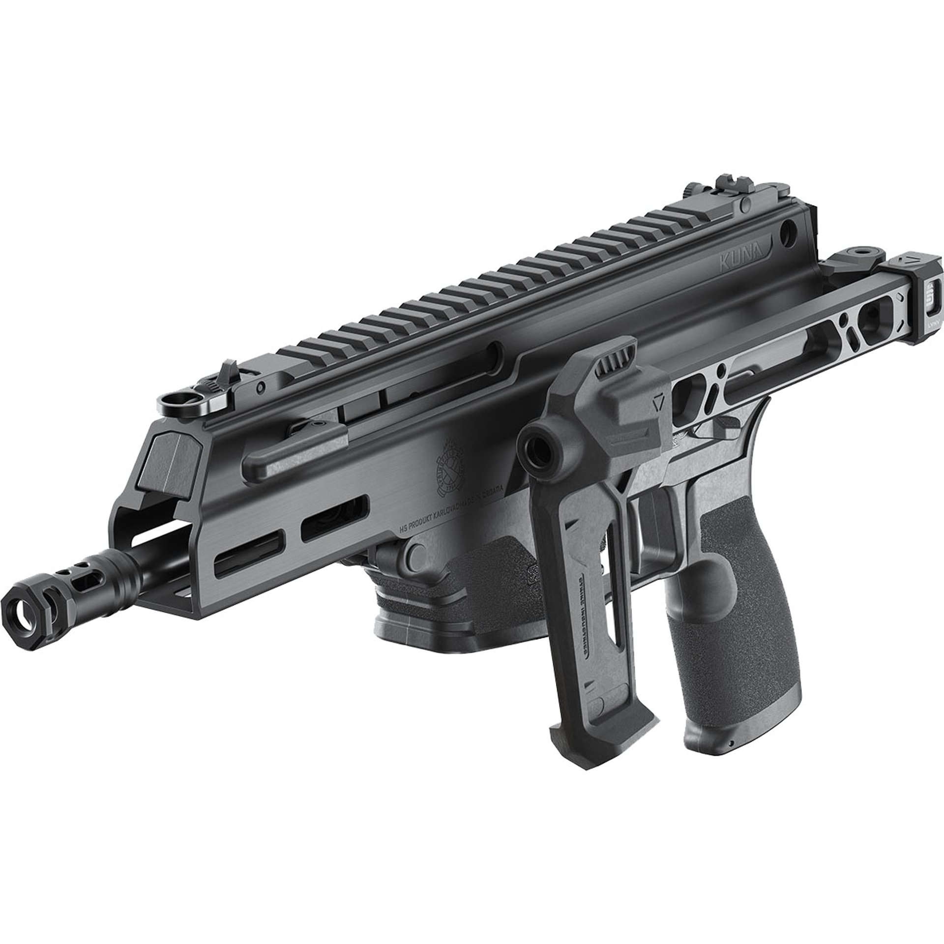 Kuna 9mm Luger 6.125" BBL (2)10RD Mags W/Folding Brace Black