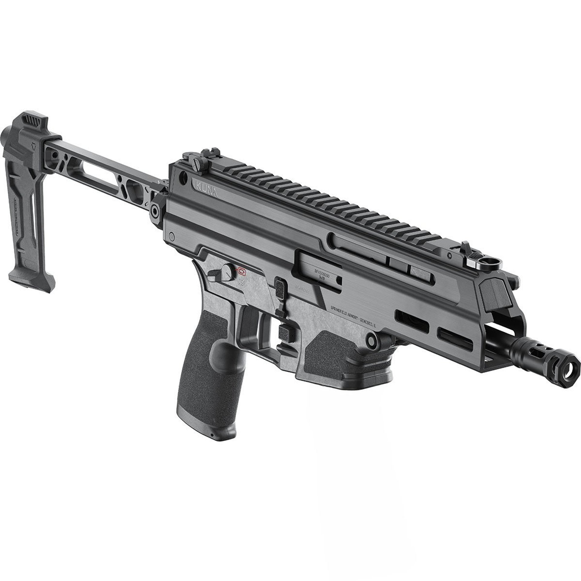 Kuna 9mm Luger 6.125" BBL (2)10RD Mags W/Folding Brace Black