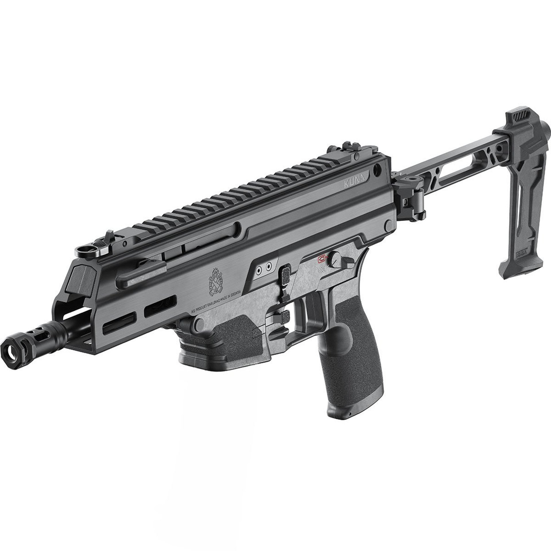 Kuna 9mm Luger 6.125" BBL (2)10RD Mags W/Folding Brace Black