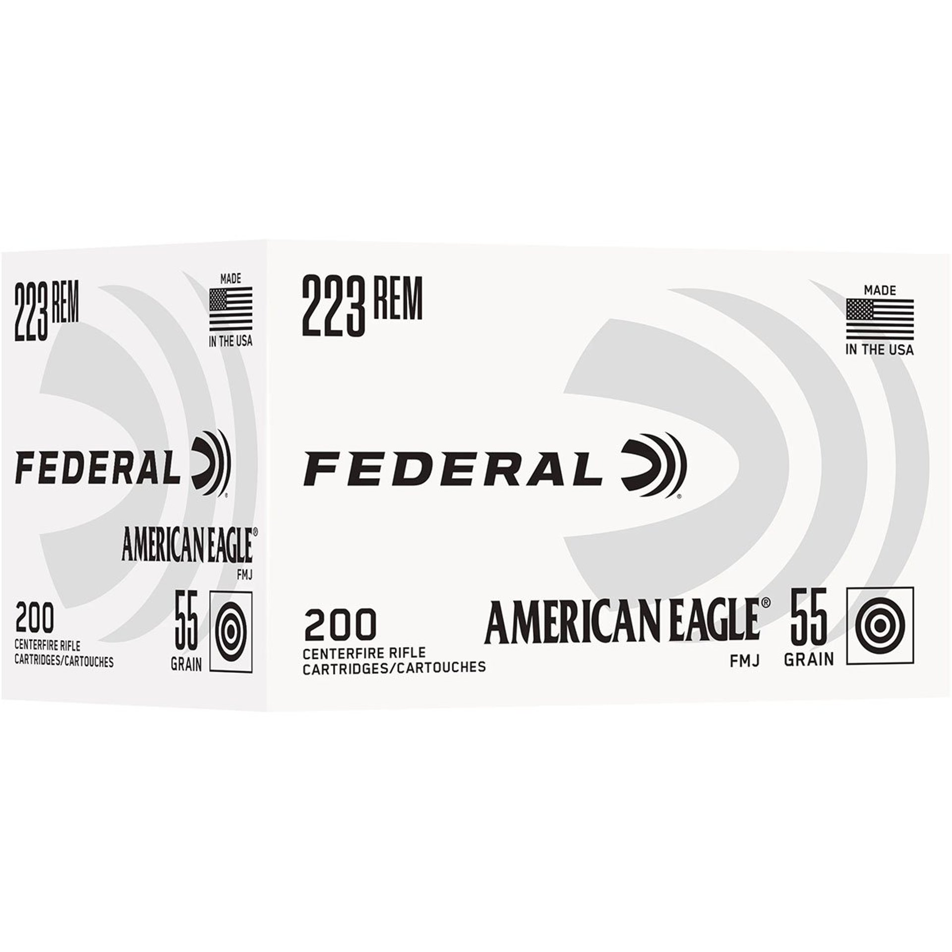 American Eagle 223 Rem 55gr FMJ 3240 FPS 200/Box