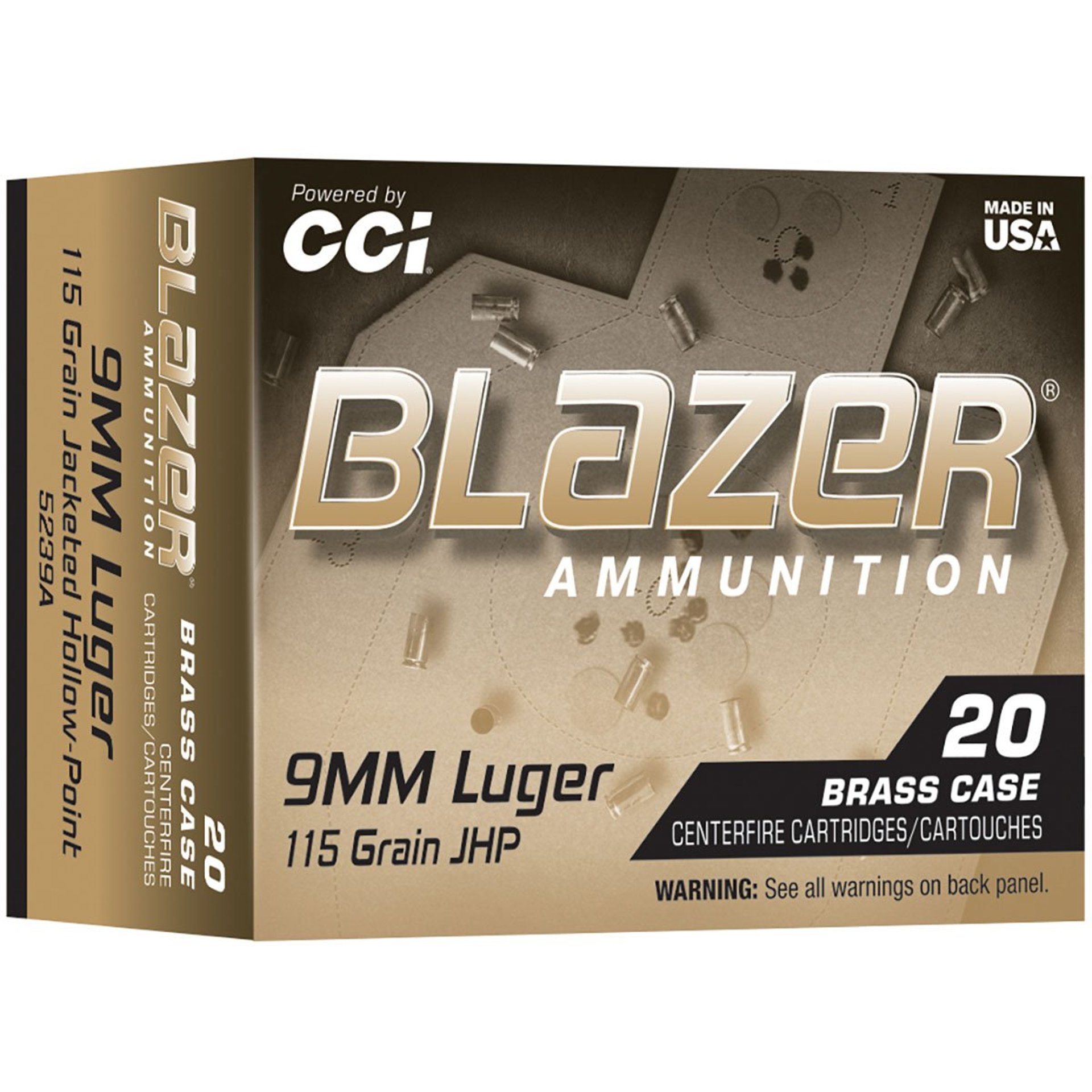 Blazer Brass 9mm Luger 115gr JHP 1145 FPS 20/Box