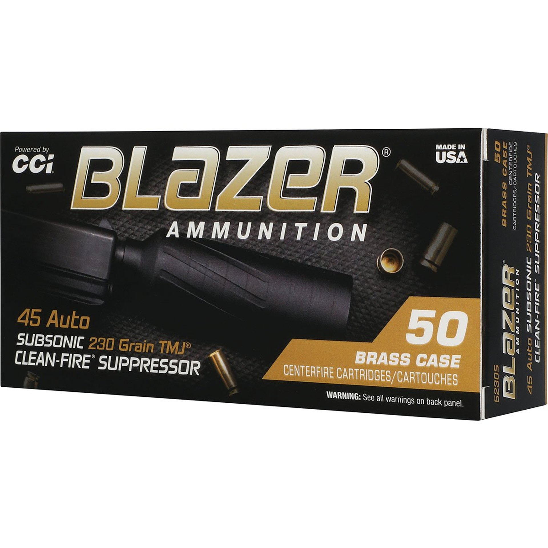 Clean Fire Suppressor 45 Auto 230gr TMJ 800 FPS 50/Box