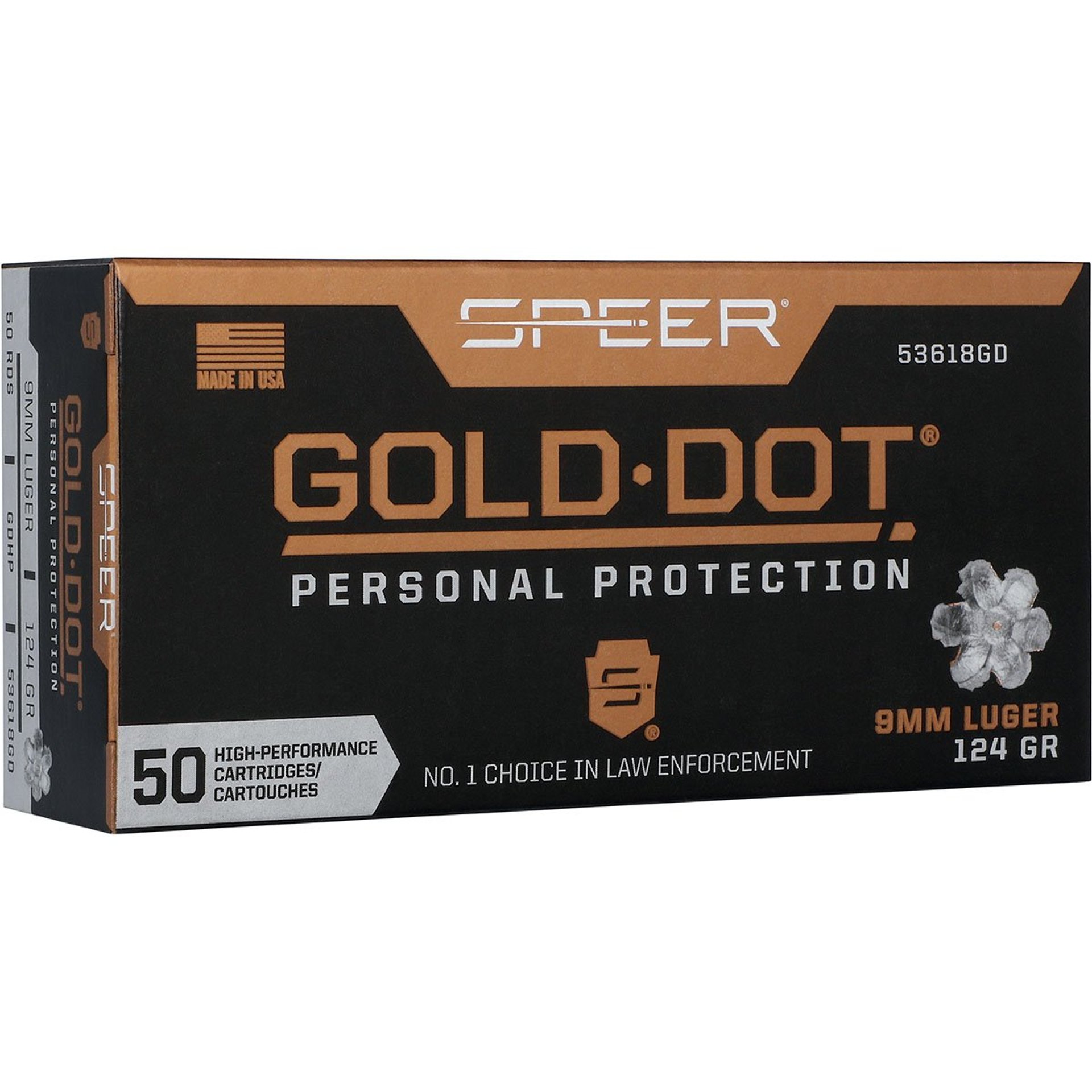 Gold Dot Handgun PP 9mm Luger 124gr HP 1150 FPS 50/Box