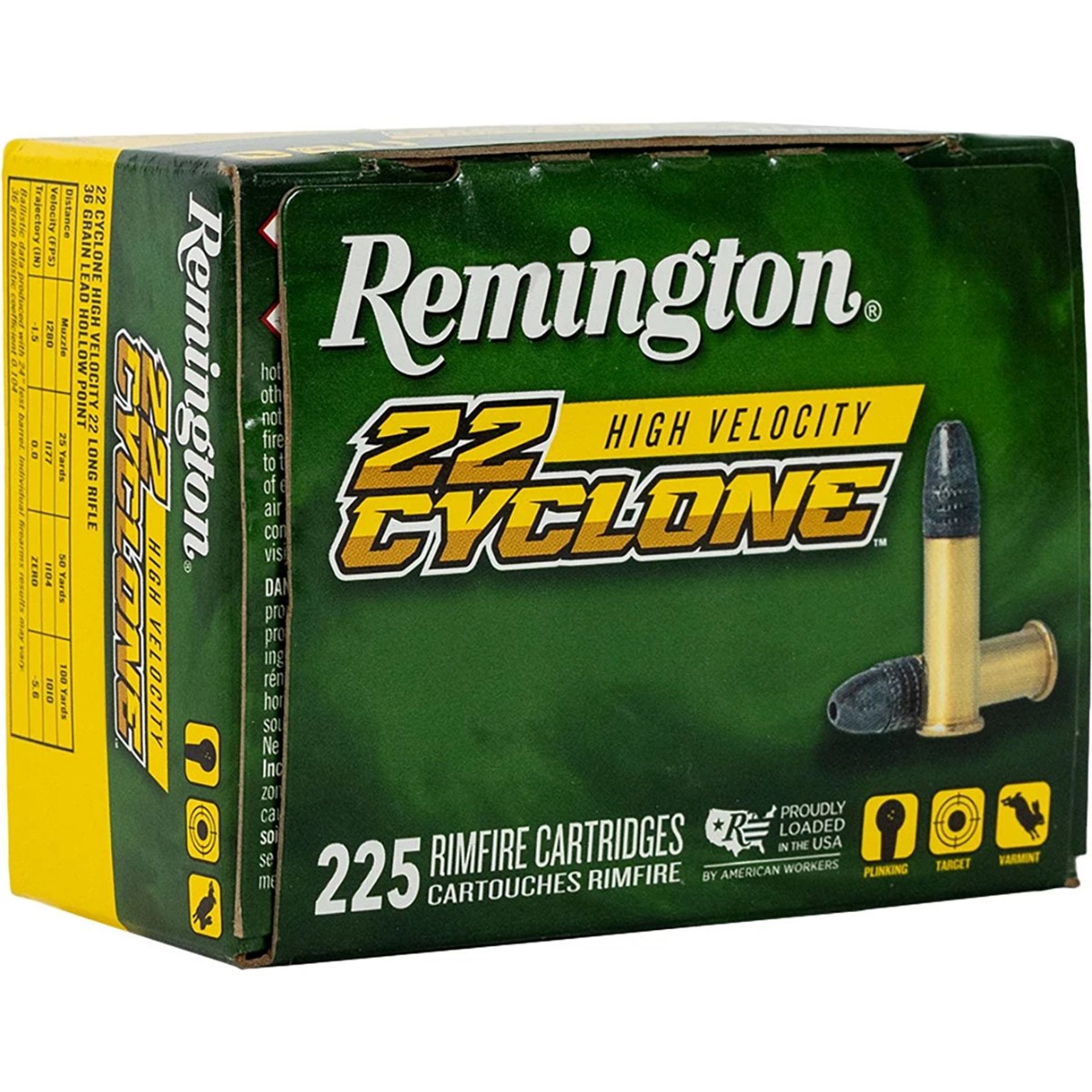 22 Cyclone 22LR 36gr Lead HP 1280 FPS 225/Box