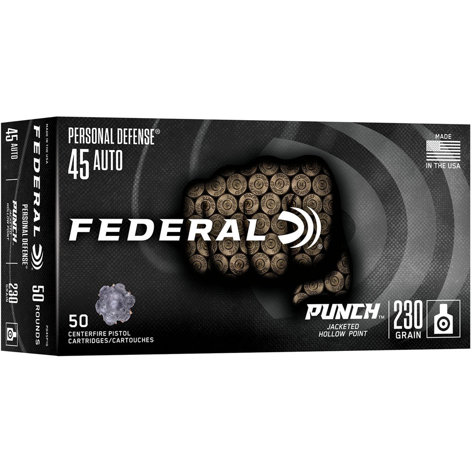 Personal Defense Punch 45 Auto 230gr JHP 890 FPS 50/Box