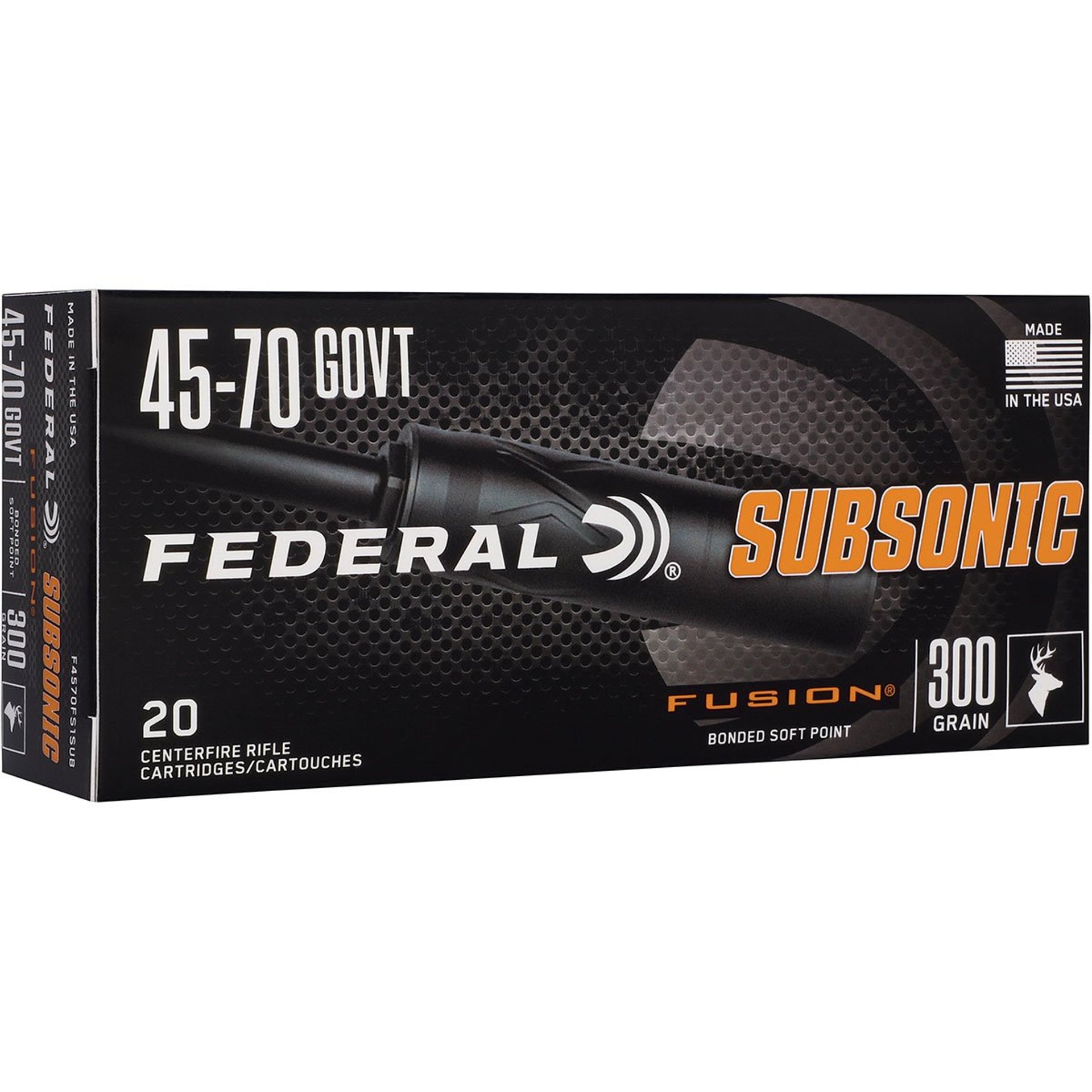 Subsonic 45-70 Gov 300gr Fusion SP 1000 FPS 20/Box