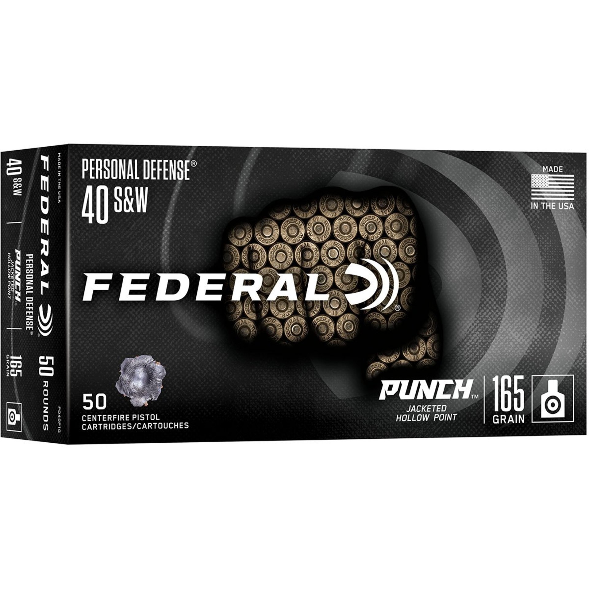 Personal Defense Punch 40 S&W 165gr JHP 1130 FPS 50/Box