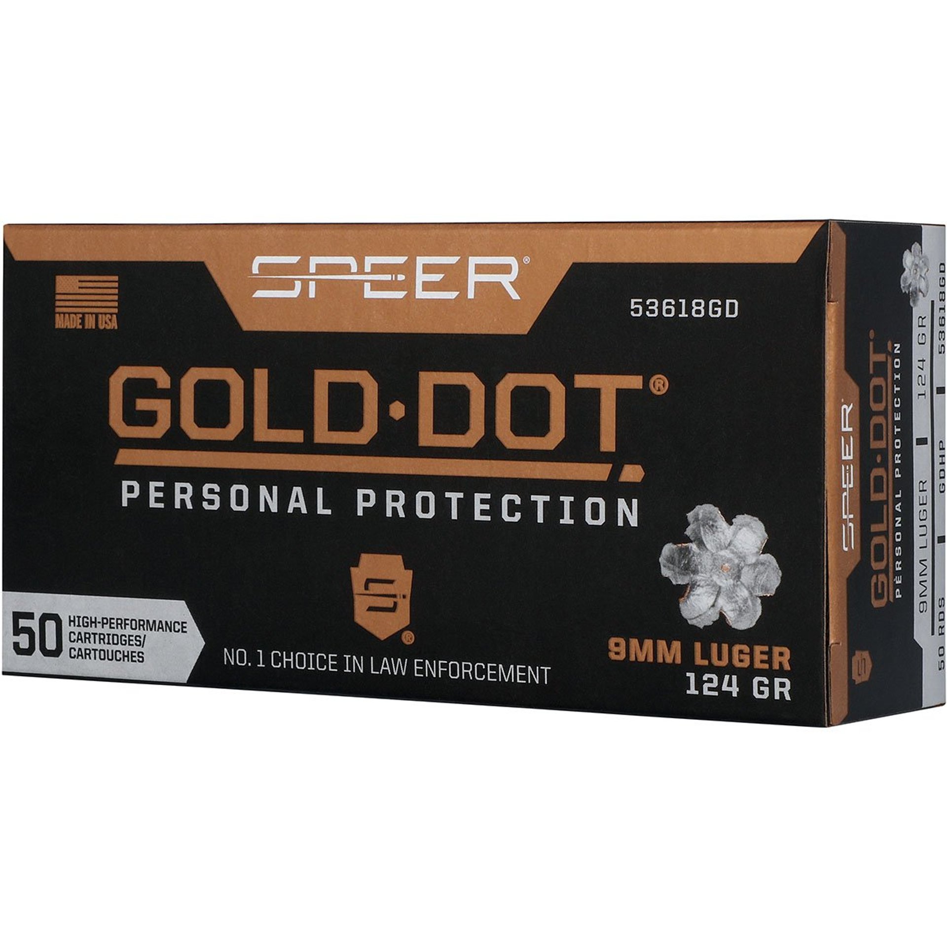Gold Dot Handgun PP 9mm Luger 124gr HP 1150 FPS 50/Box