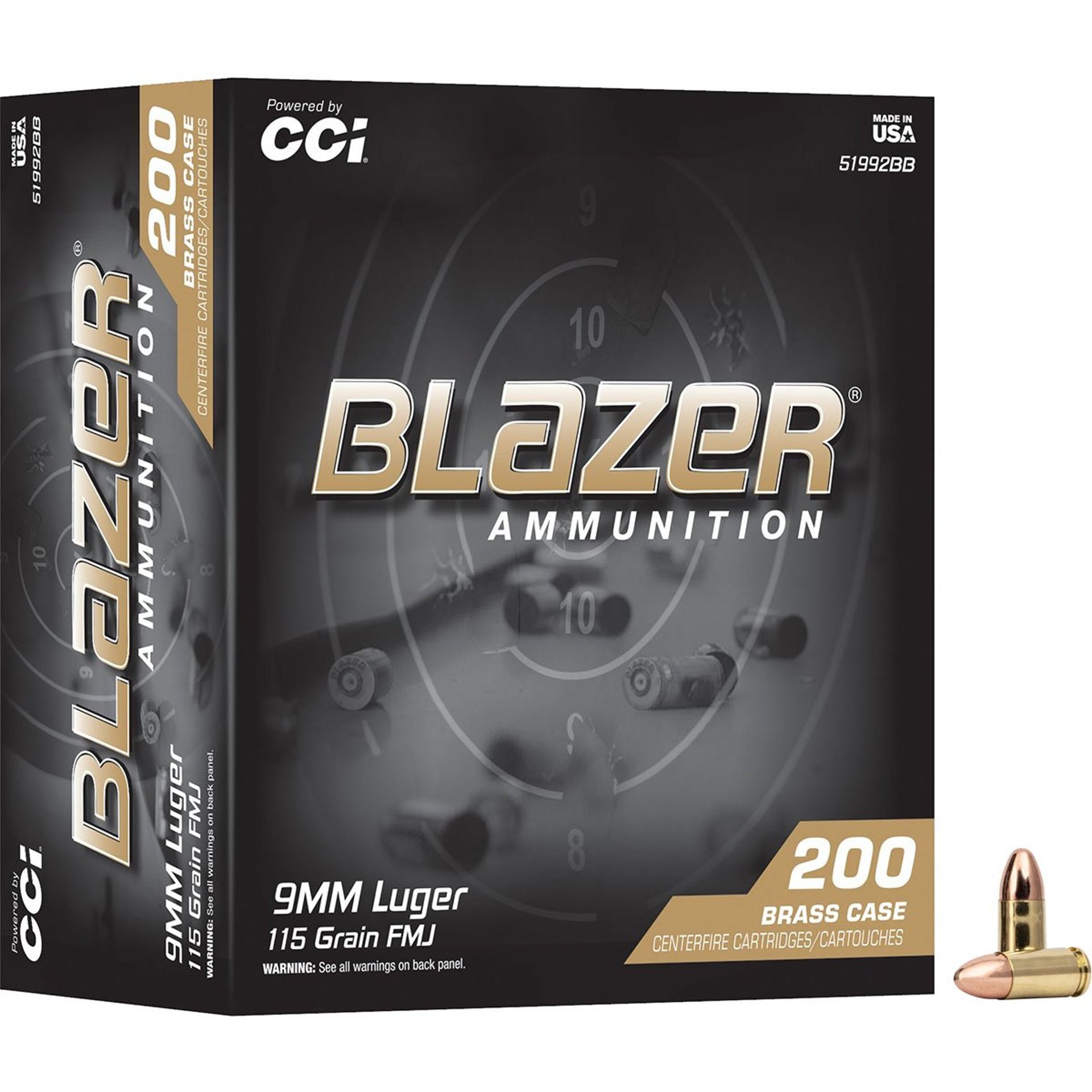 Blazer Brass 9mm Luger 115gr FMJ 1150 FPS 200/Box