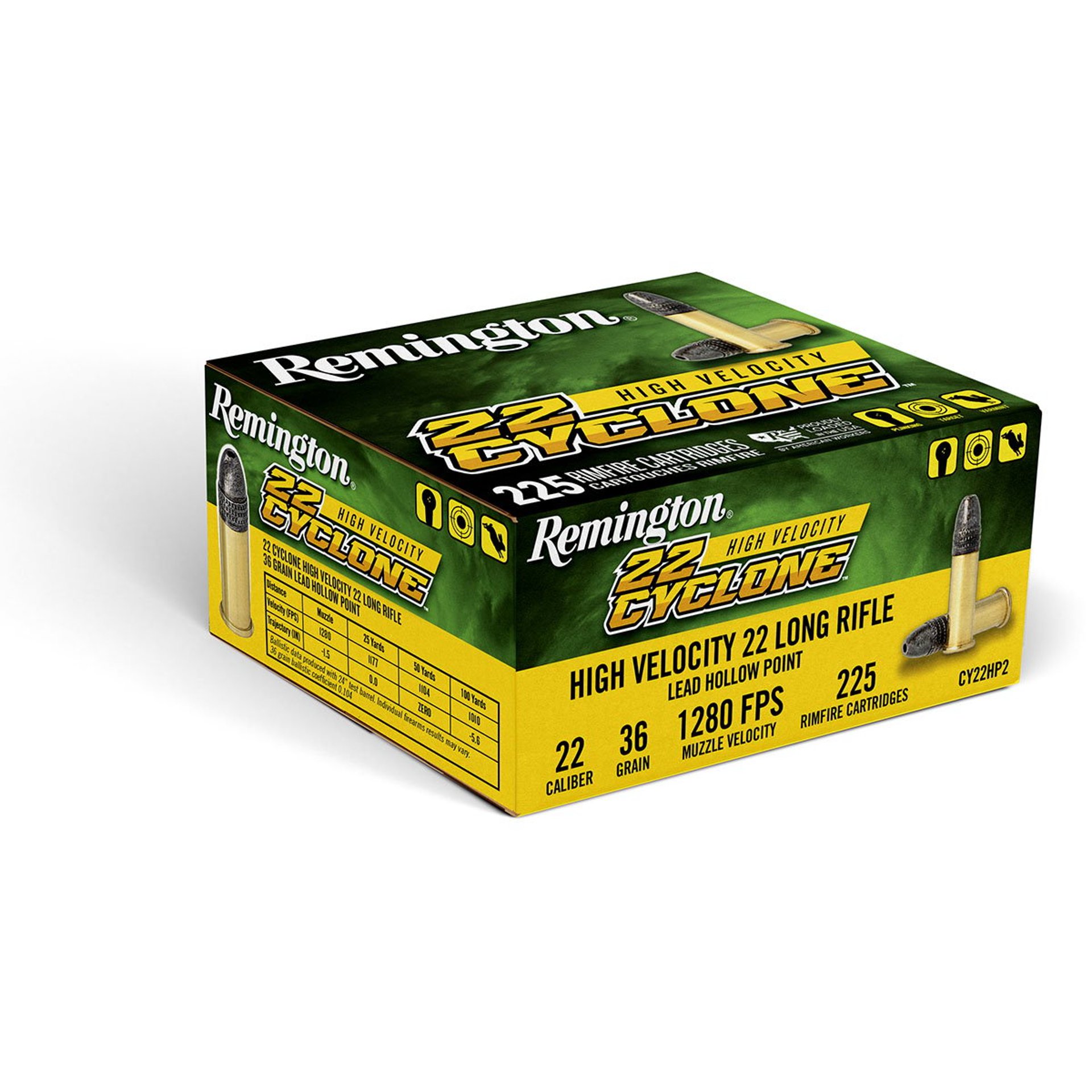 22 Cyclone 22LR 36gr Lead HP 1280 FPS 225/Box