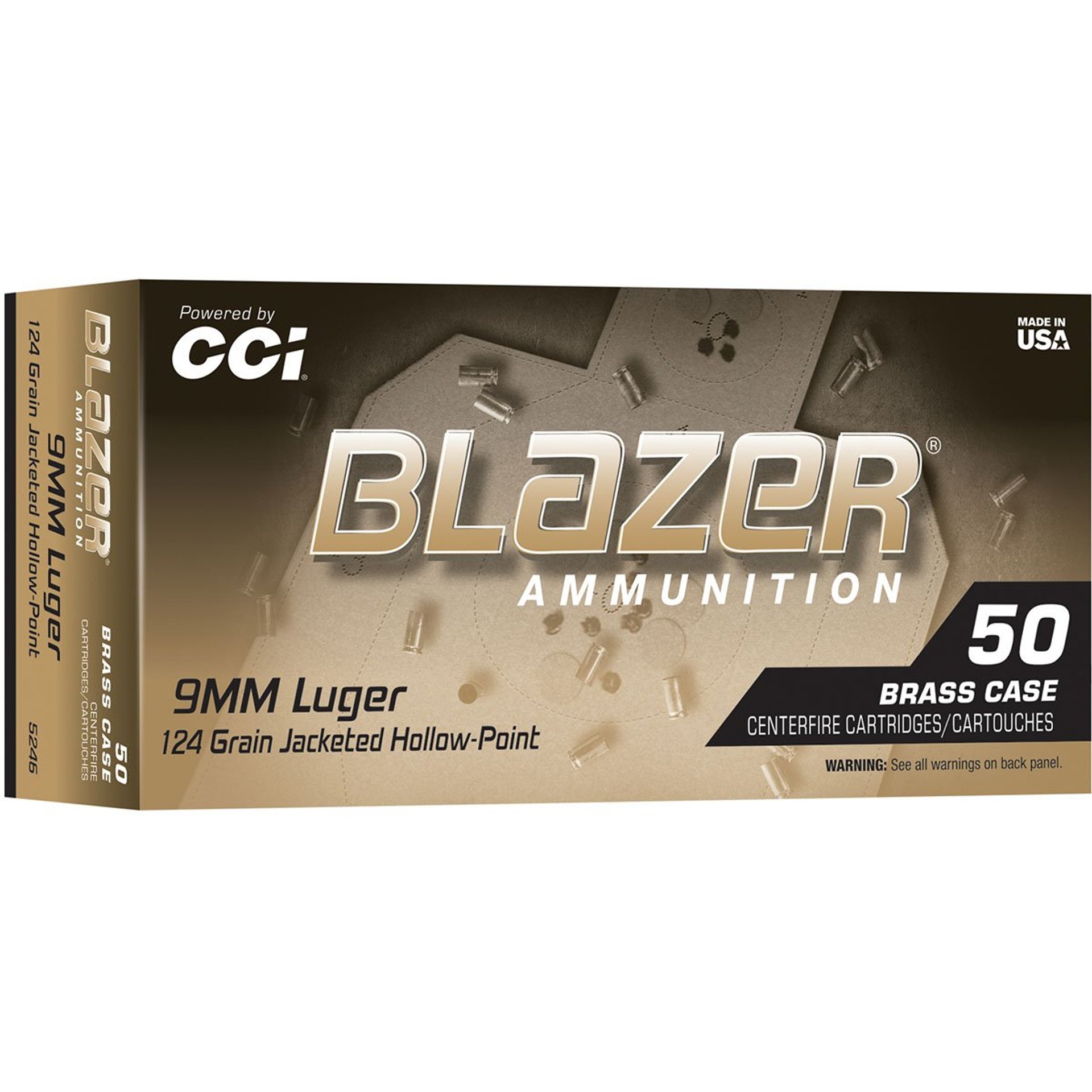 Blazer Brass 9mm Luger 124gr JHP 1100 FPS 50/Box