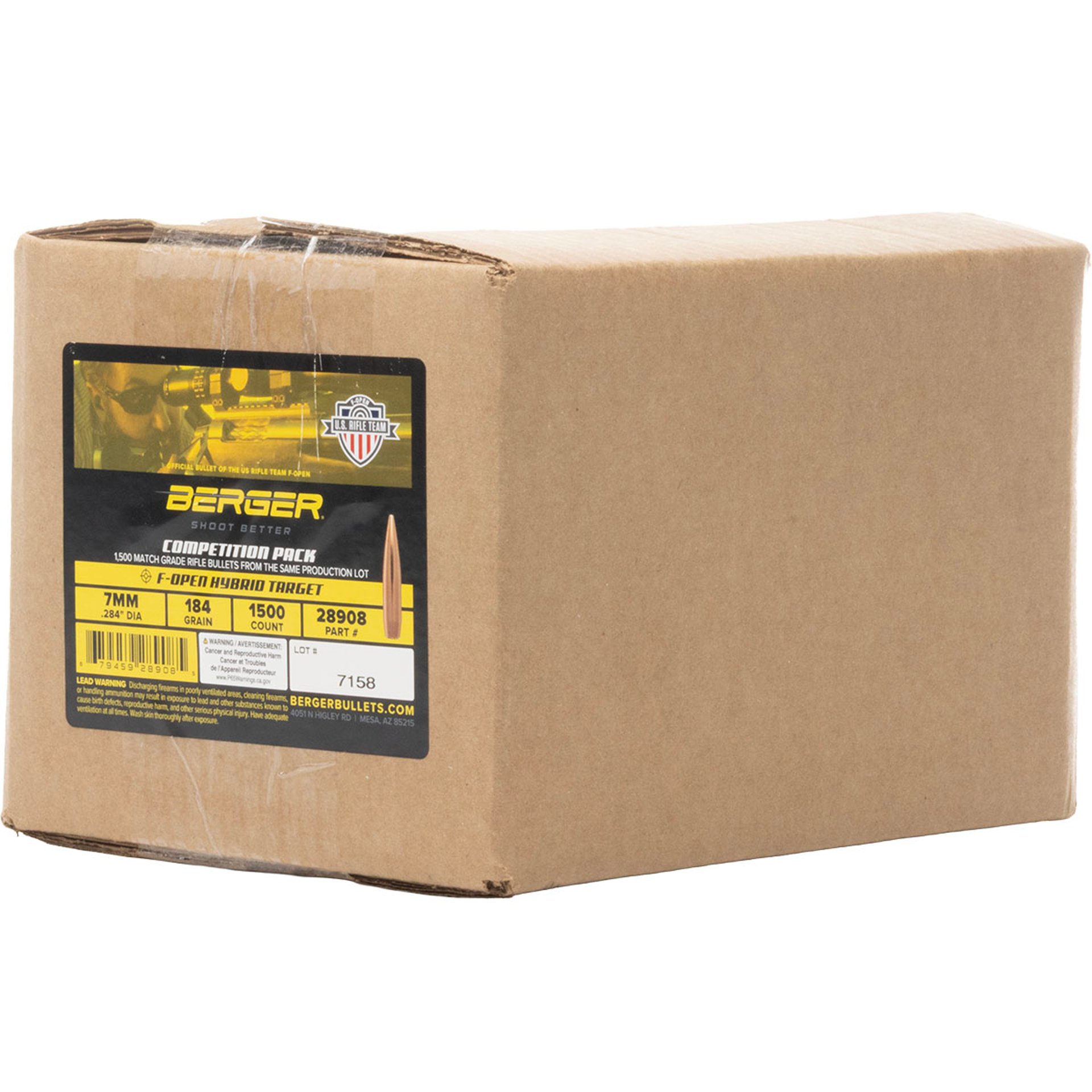 7mm (0.284") 184gr Hybrid Boat Tail 1500/Box