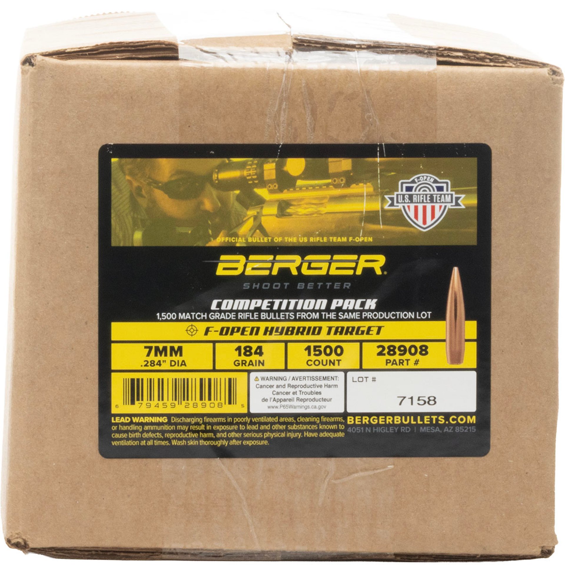 7mm (0.284") 184gr Hybrid Boat Tail 1500/Box