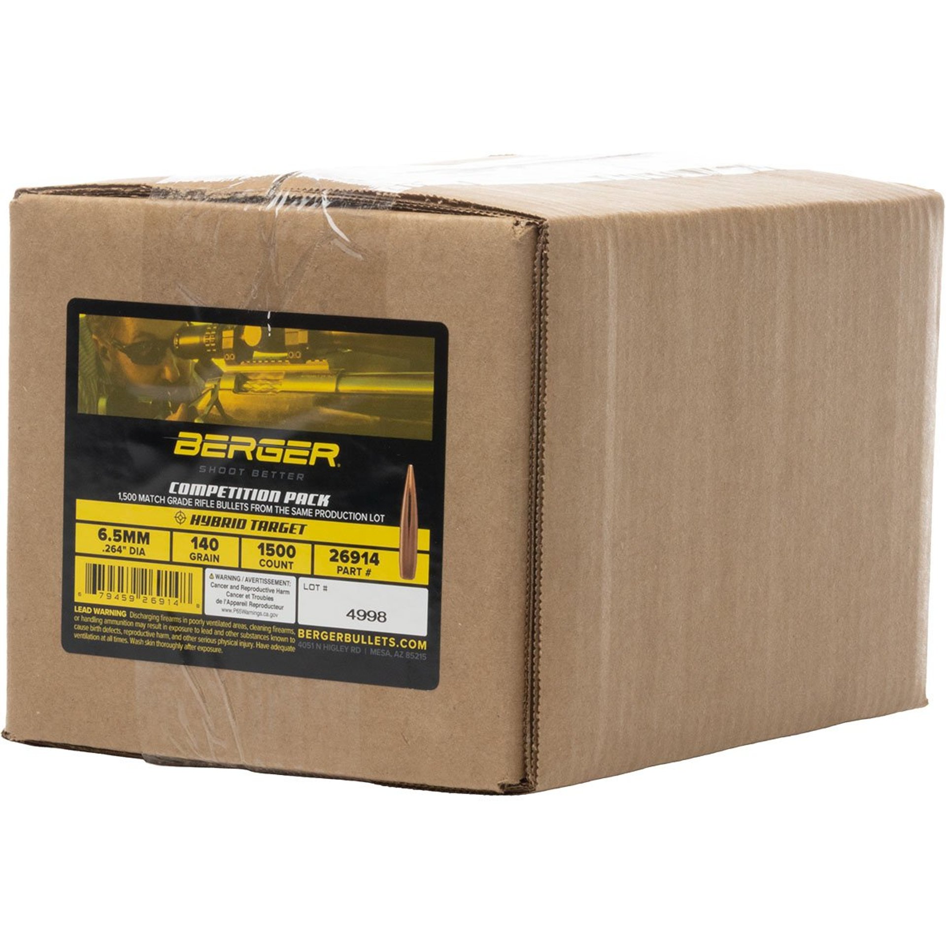 6.5mm (0.264") 140gr Hybrid Boat Tail 1500/Box