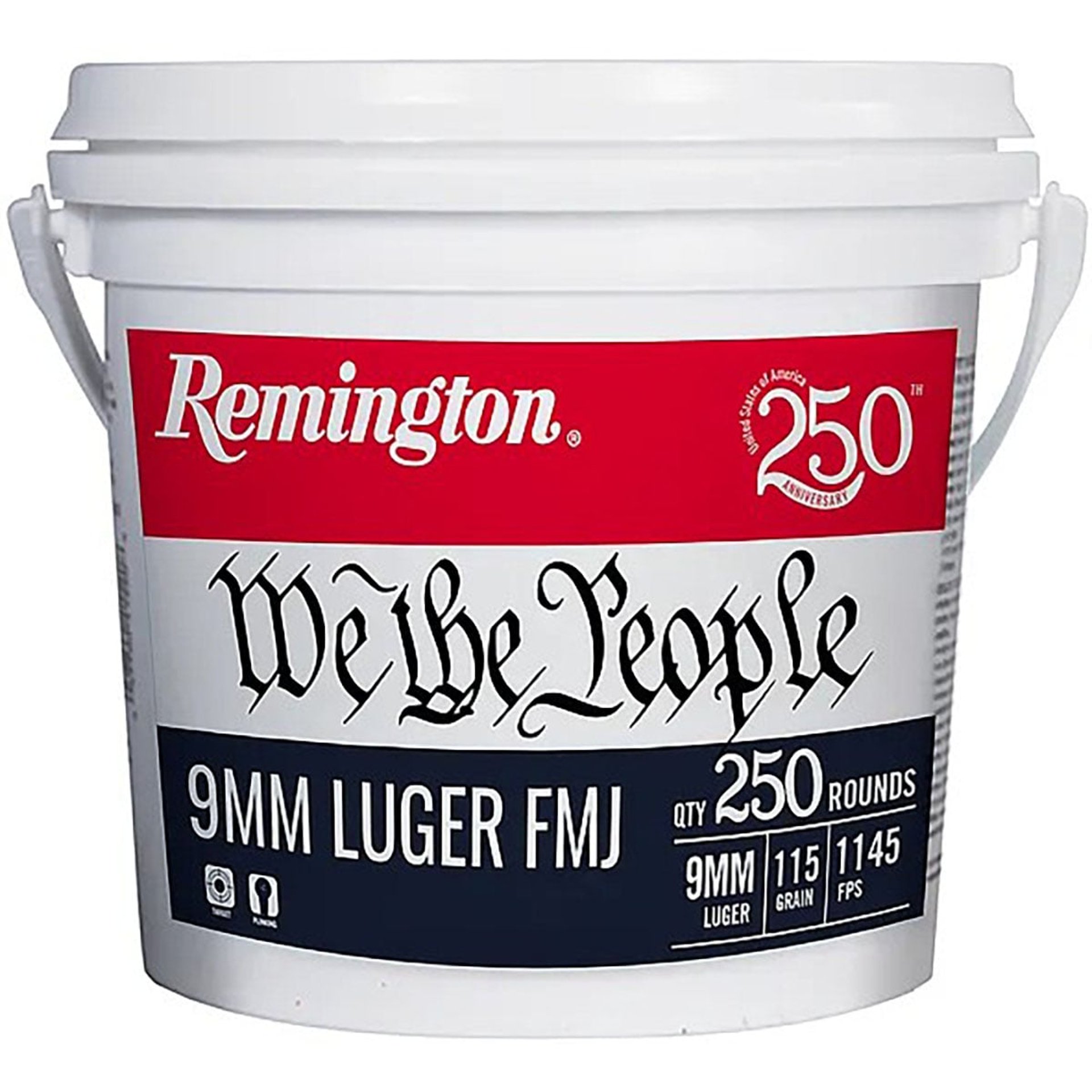 9MM LUGER FULL METAL JACKET HANDGUN AMMO BUCKET