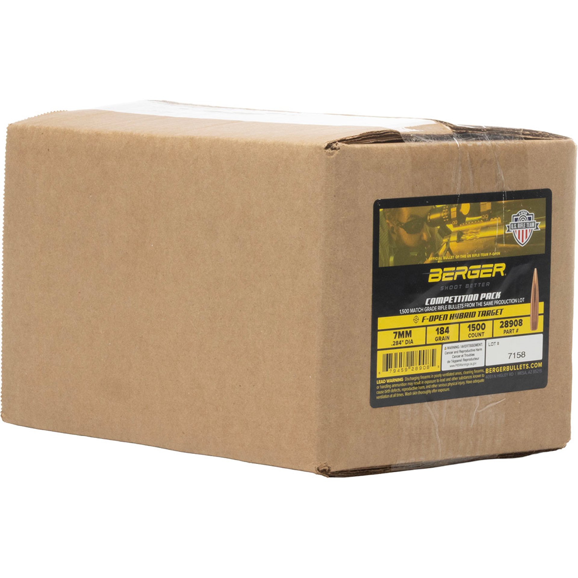 7mm (0.284") 184gr Hybrid Boat Tail 1500/Box