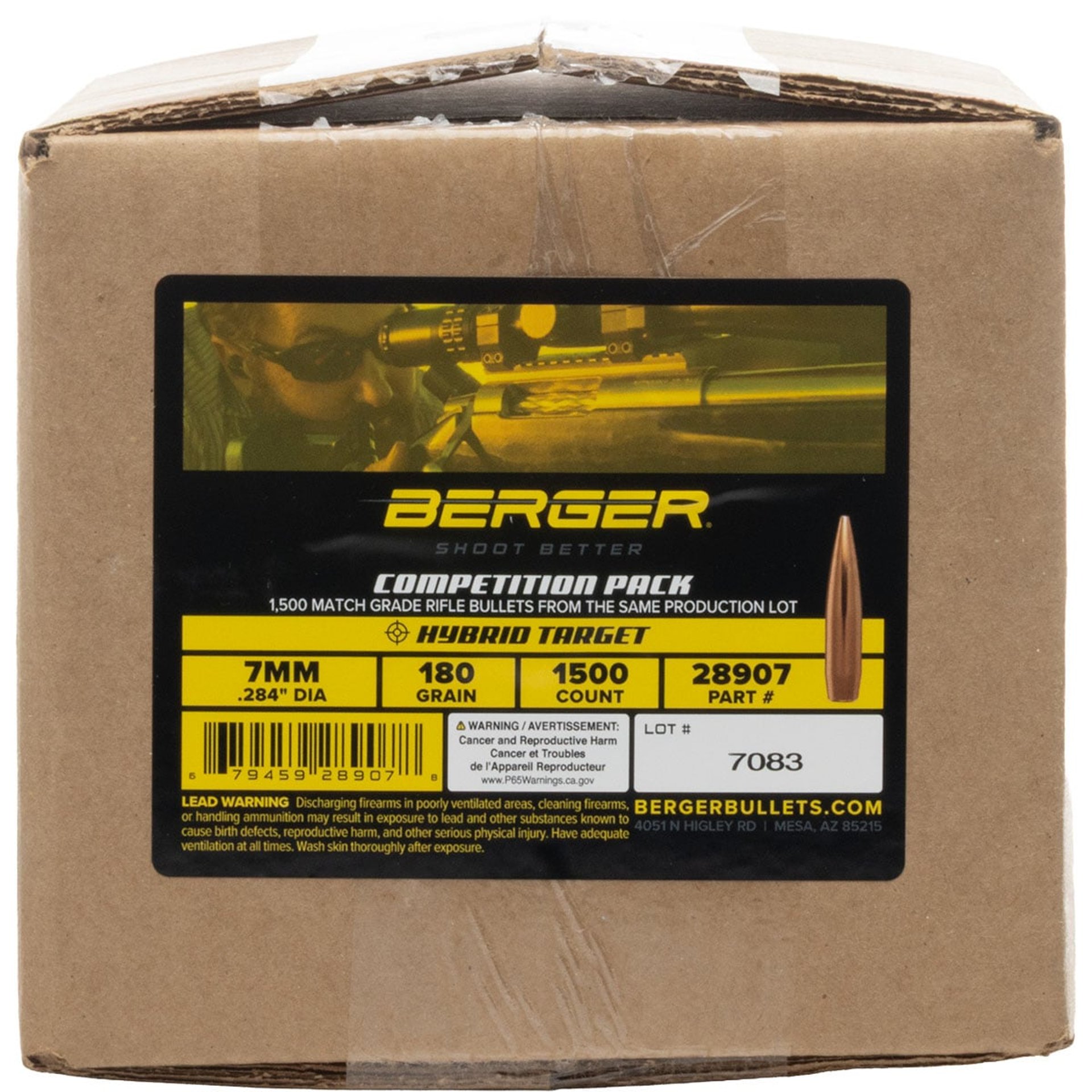 7mm (0.284") 180gr Hybrid Boat Tail 1500/Box