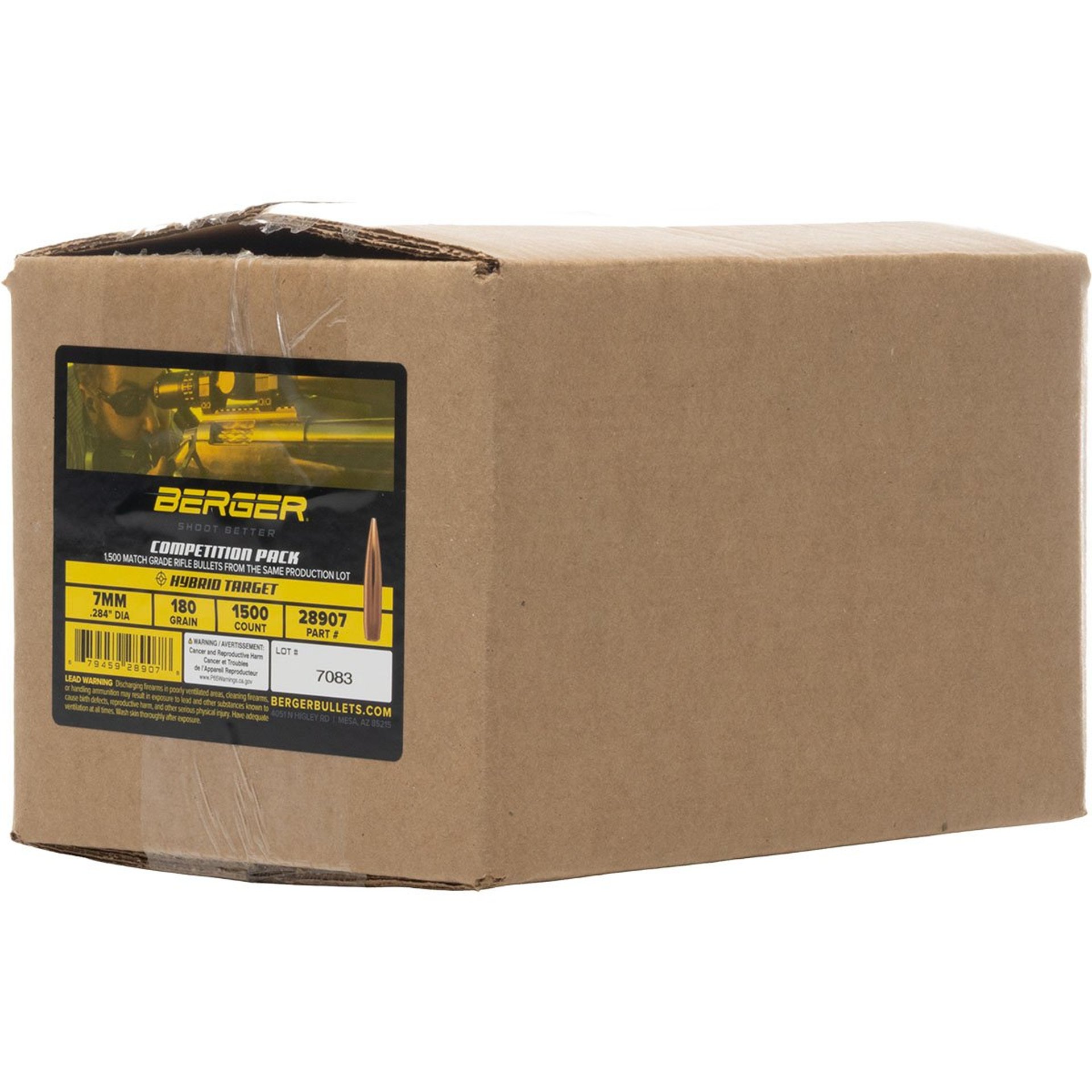 7mm (0.284") 180gr Hybrid Boat Tail 1500/Box