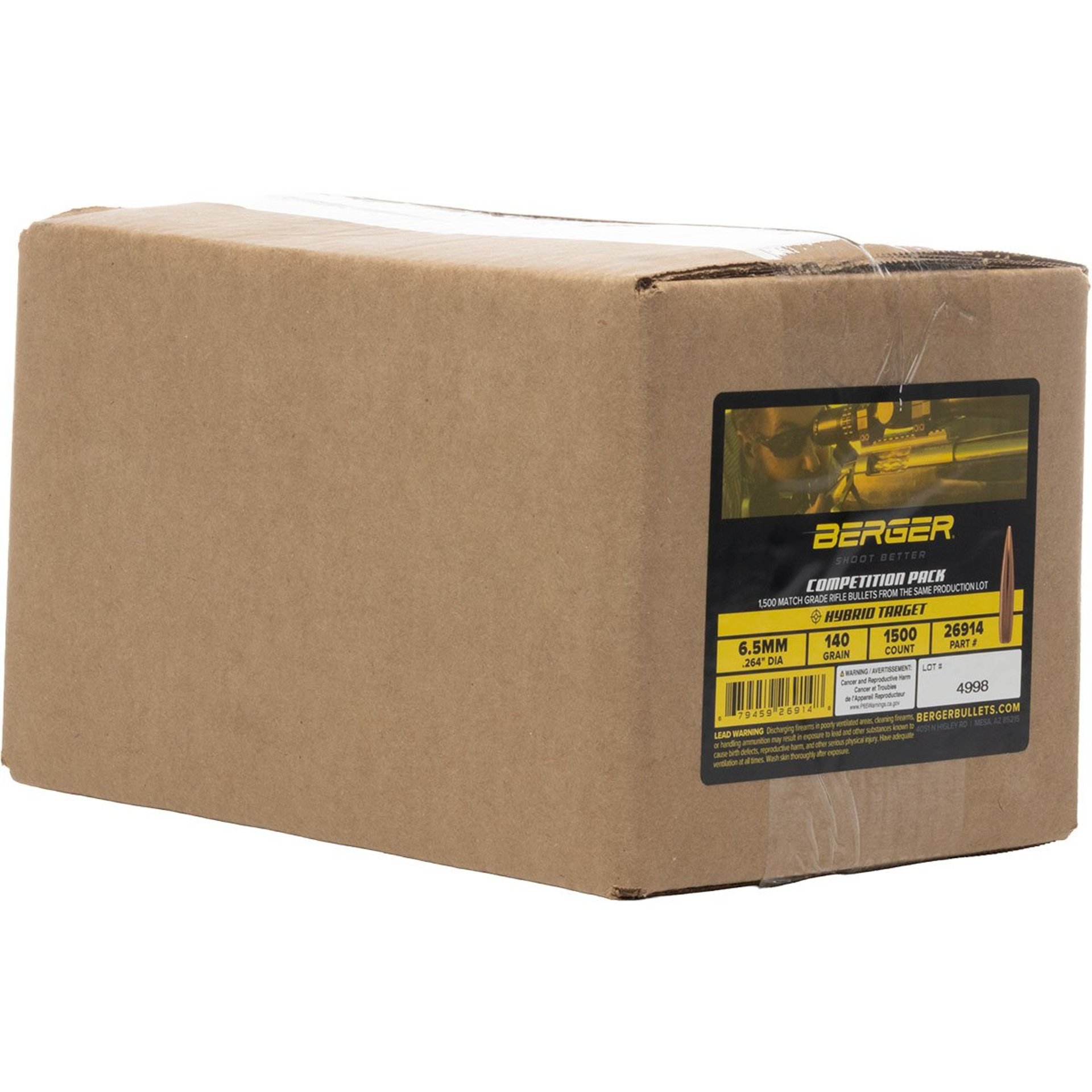 6.5mm (0.264") 140gr Hybrid Boat Tail 1500/Box