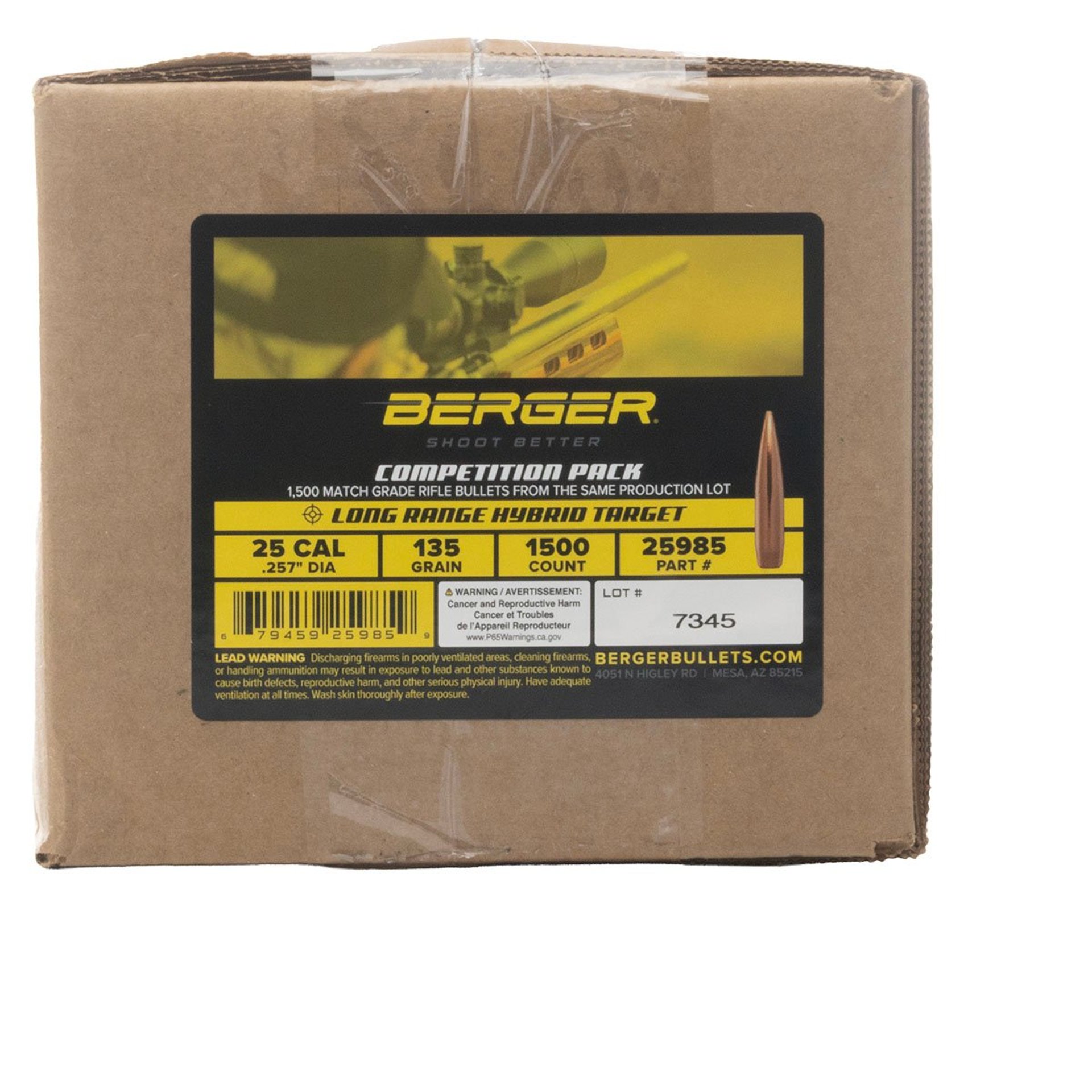 25 Caliber (0.257") 135gr LR Hybrid Target BT 1500/Box