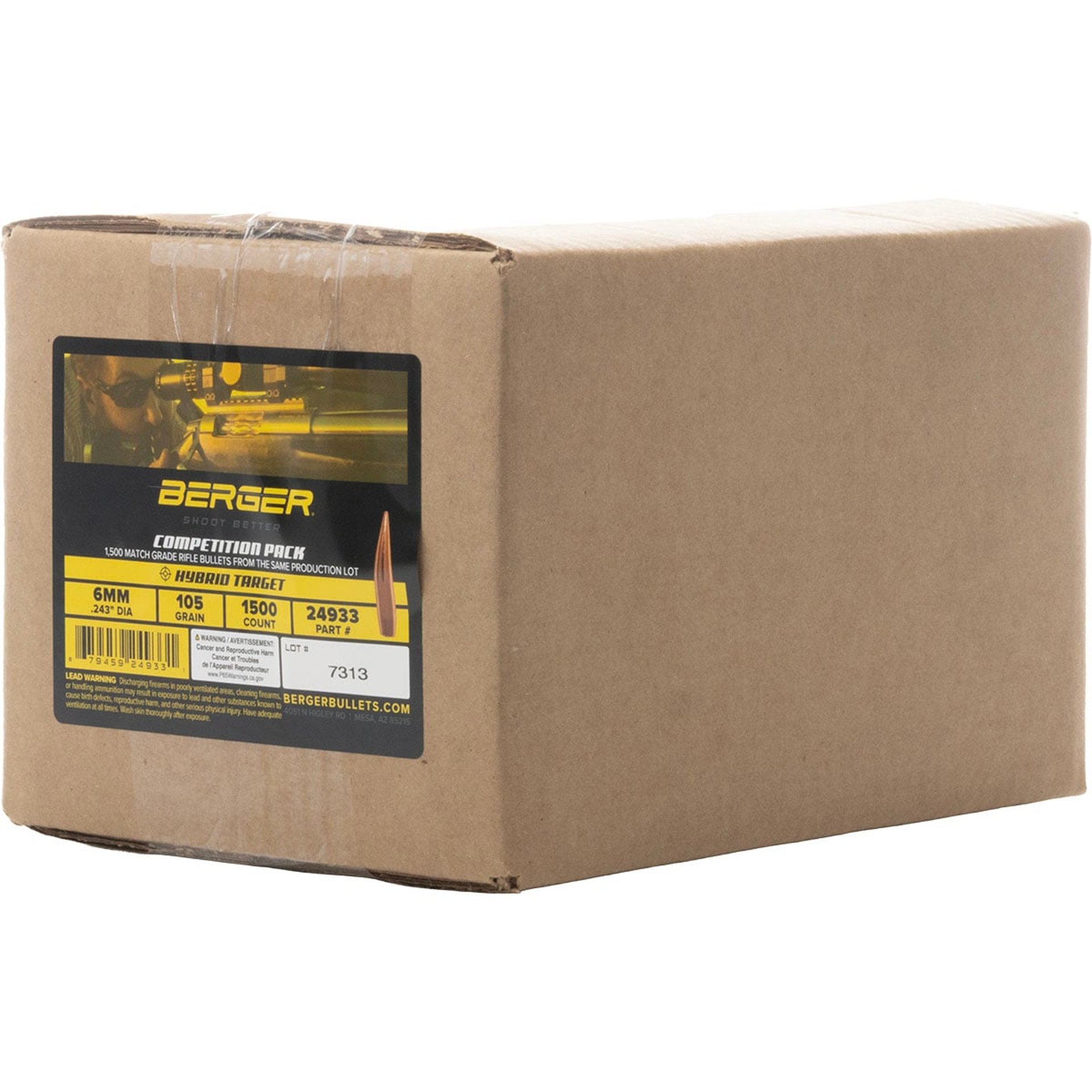 6mm (0.243") 105gr Hybrid Boat Tail 1500/Box