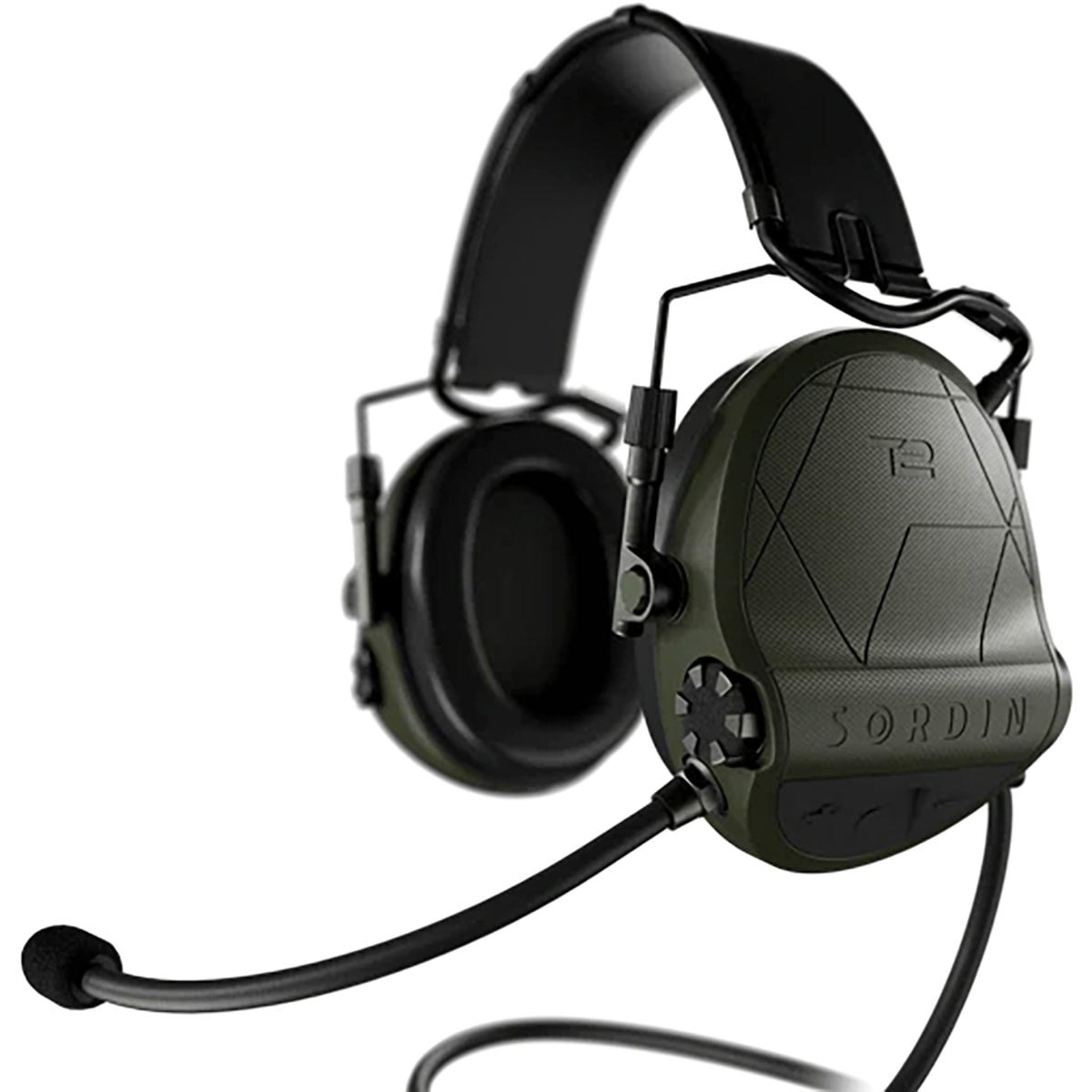 Supreme T2 CC Electronic Ear Muffs w/Leather Headband Green
