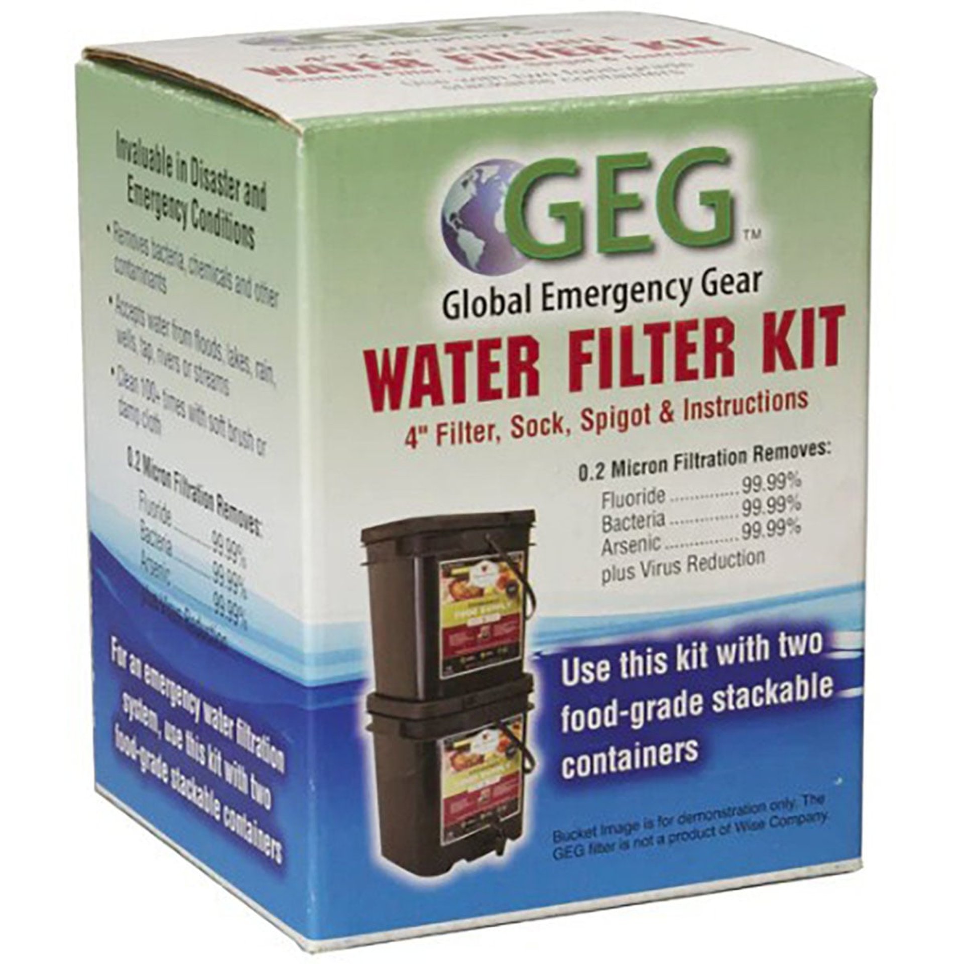 GEG Water Filter Kit w/4"Filter Sock, Spigot & Instructions